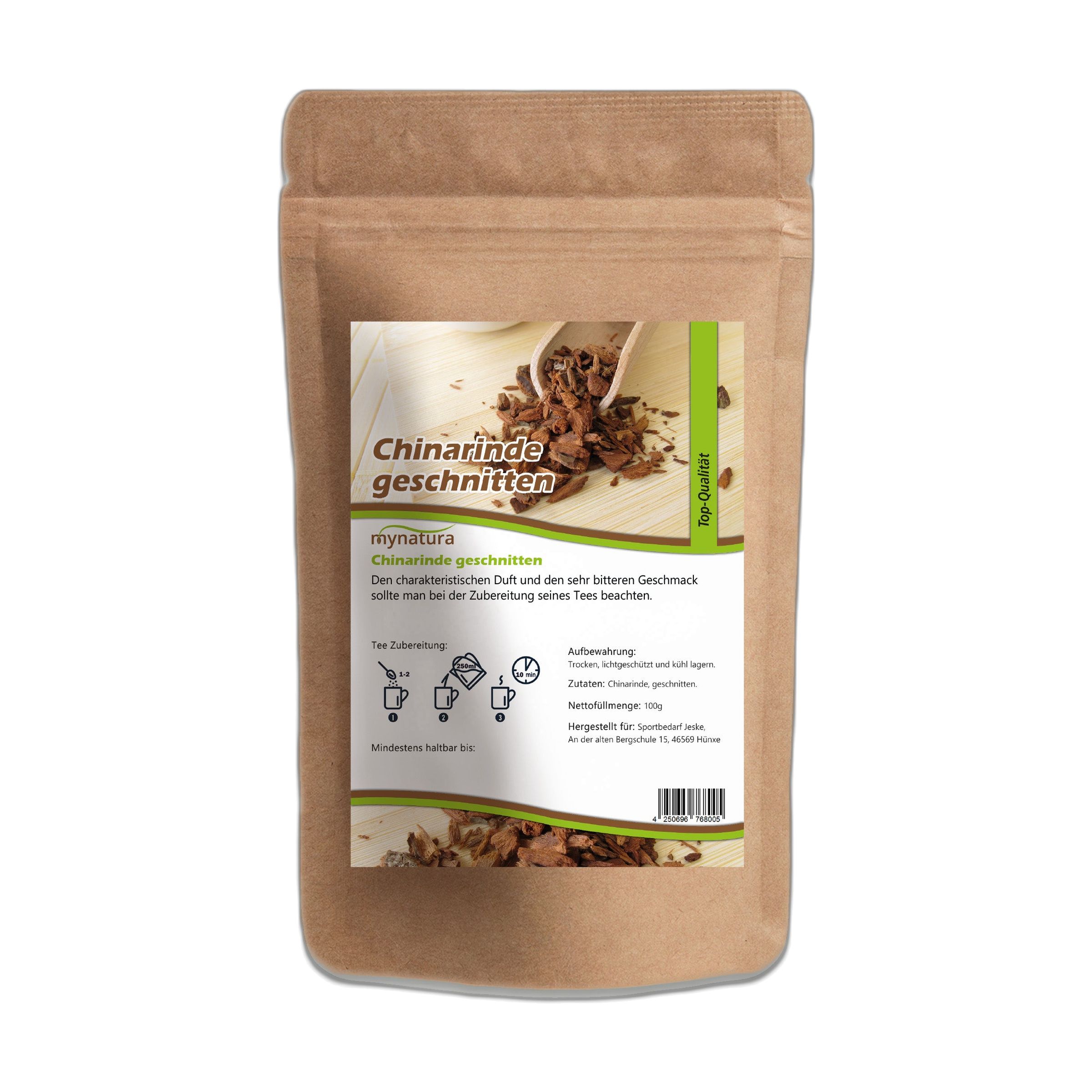 Mynatura Chinarinde geschnitten: Brauner Beutel mit getrockneter Chinarinde. Enthält 100g.