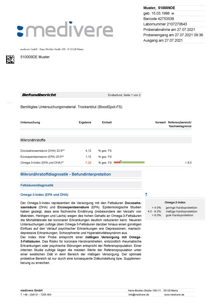 medivere diagnostics Omega-3-Index Bluttest