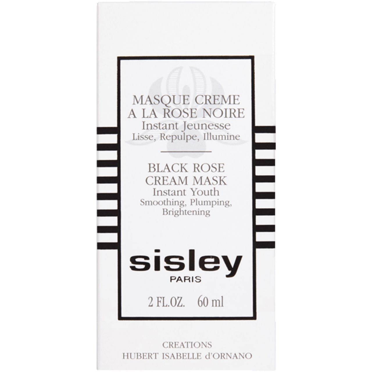Weiße Verpackung mit schwarzer Schrift. Enthält Masque Creme à la Rose Noire. Marke Sisley. 60 ml.