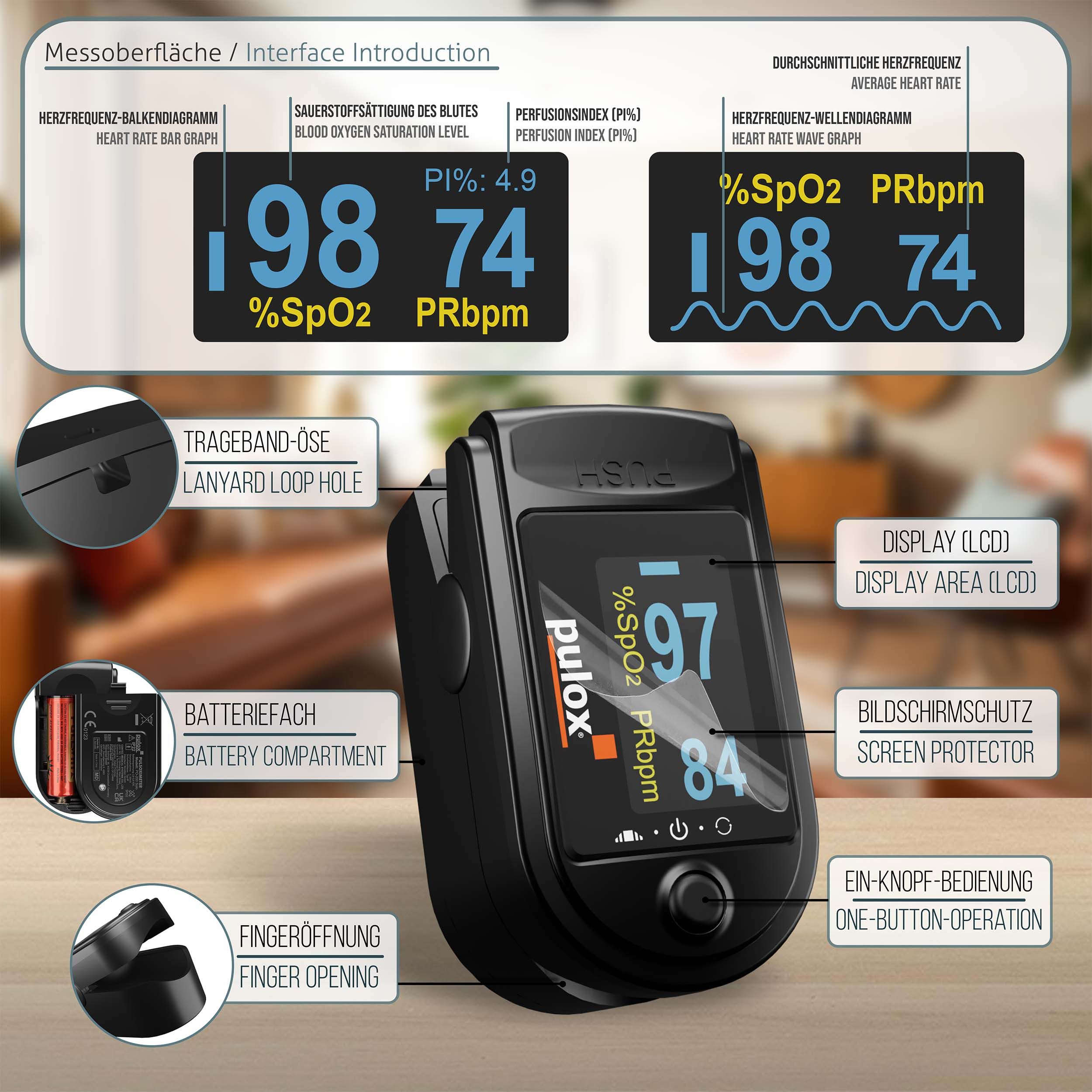 Pulox PO-200 Solo - Finger-Pulsoximeter - Schwarz