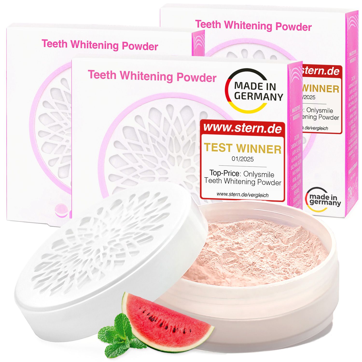 OnlySmile® Zahnaufhellungspulver für Weiße Zähne 3x75 g Pulver