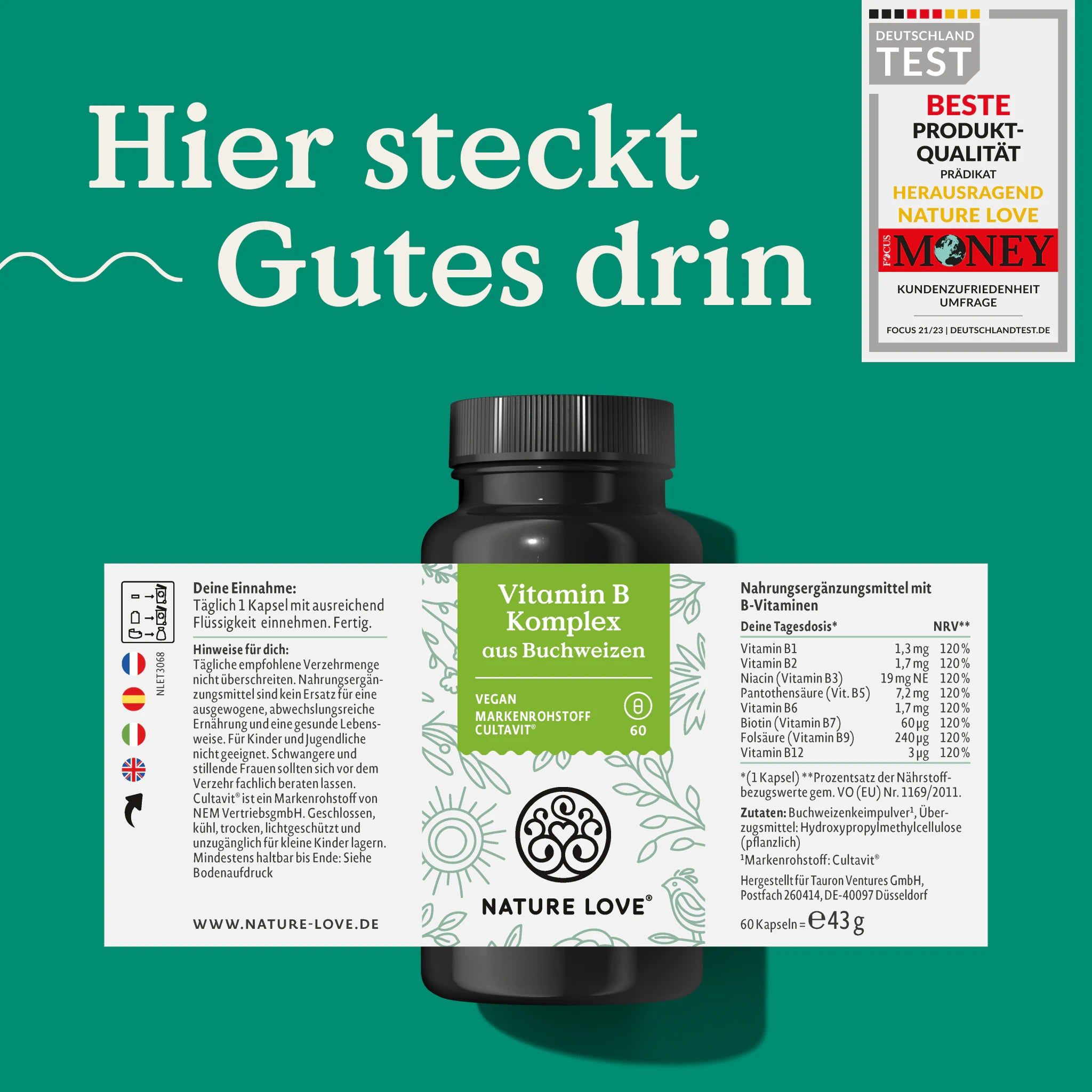 NATURE LOVE® Vitamin B Komplex aus Buchweizen