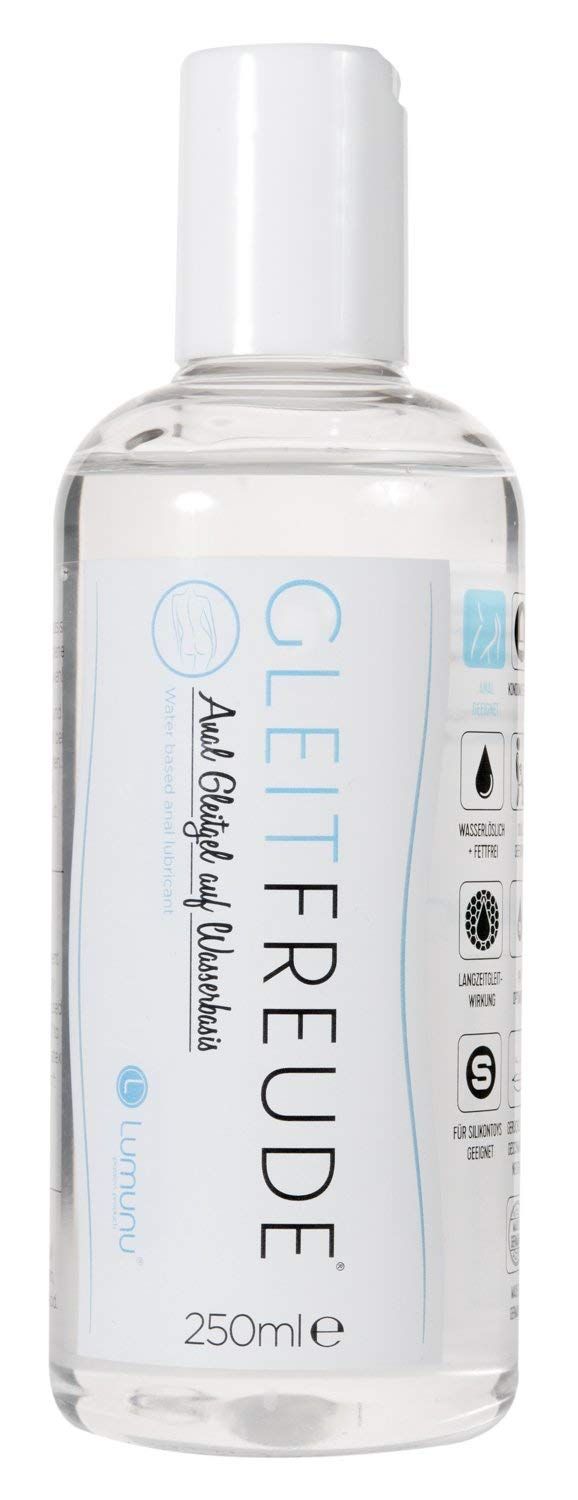Klare Flasche mit weißem Deckel. Etikett mit Produktnamen und Text. 250ml. Wasserbasiert.