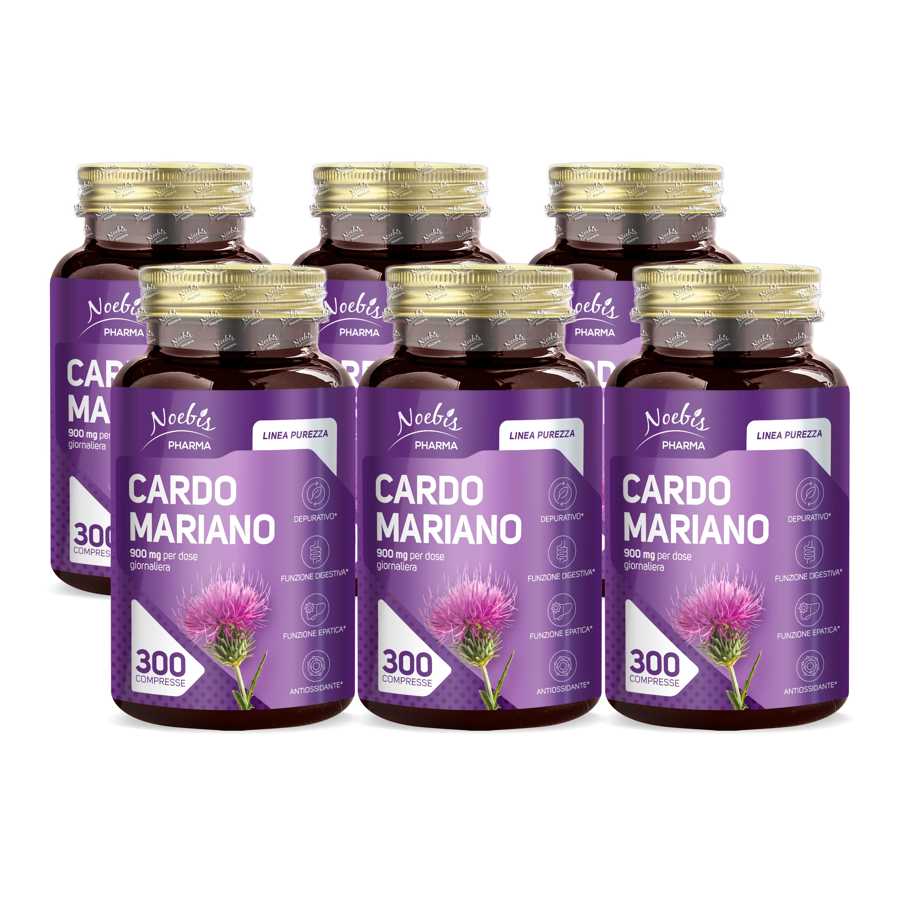 Noebis Pharma Cardo Mariano – 300 Compresse – 900 mg di Estratto e 18 mg di Silimarina per Dose