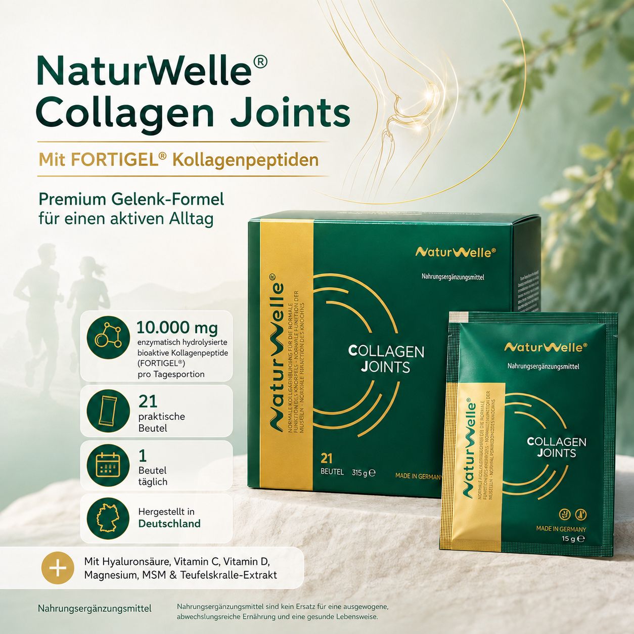 NaturWelle Collagen Joints: Übersicht der Inhaltsstoffe und Vorteile für Gelenke und Knochen.