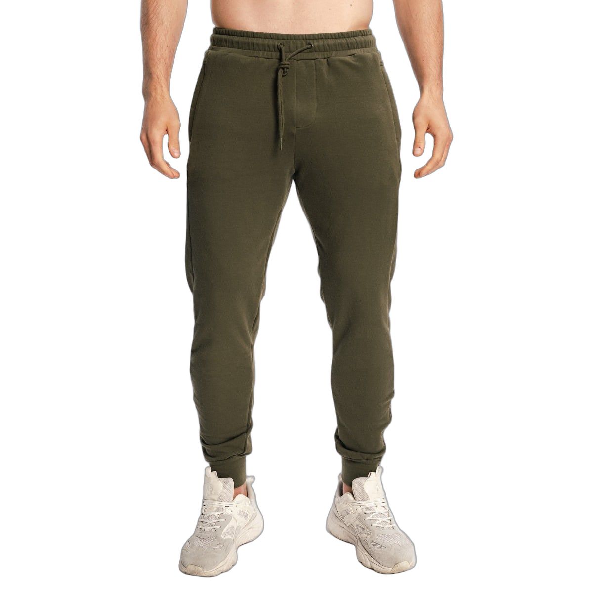 GymBeam Jogginghose Herren slim mit Kordelzug, Reißverschlusstaschen und Gesäßtasche Espresso 1 St
