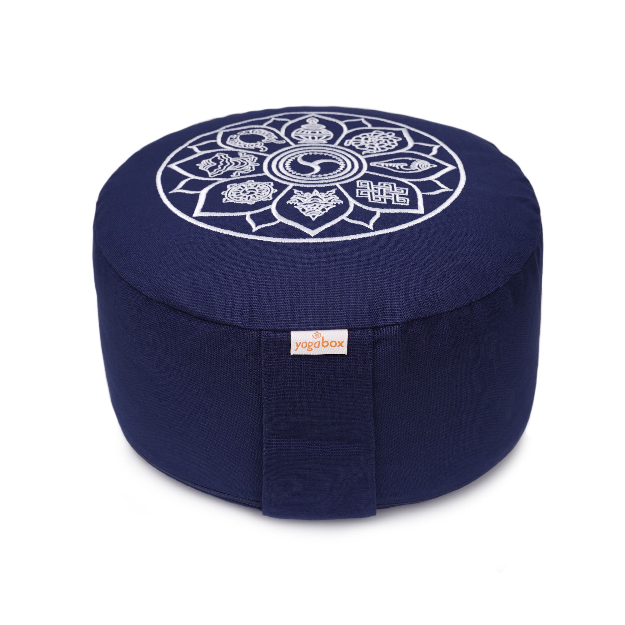 yogabox Meditationskissen Glückssitz® 8 Glückverheißende Symbole - dunkelblau 33 x 15,0 cm 1 St