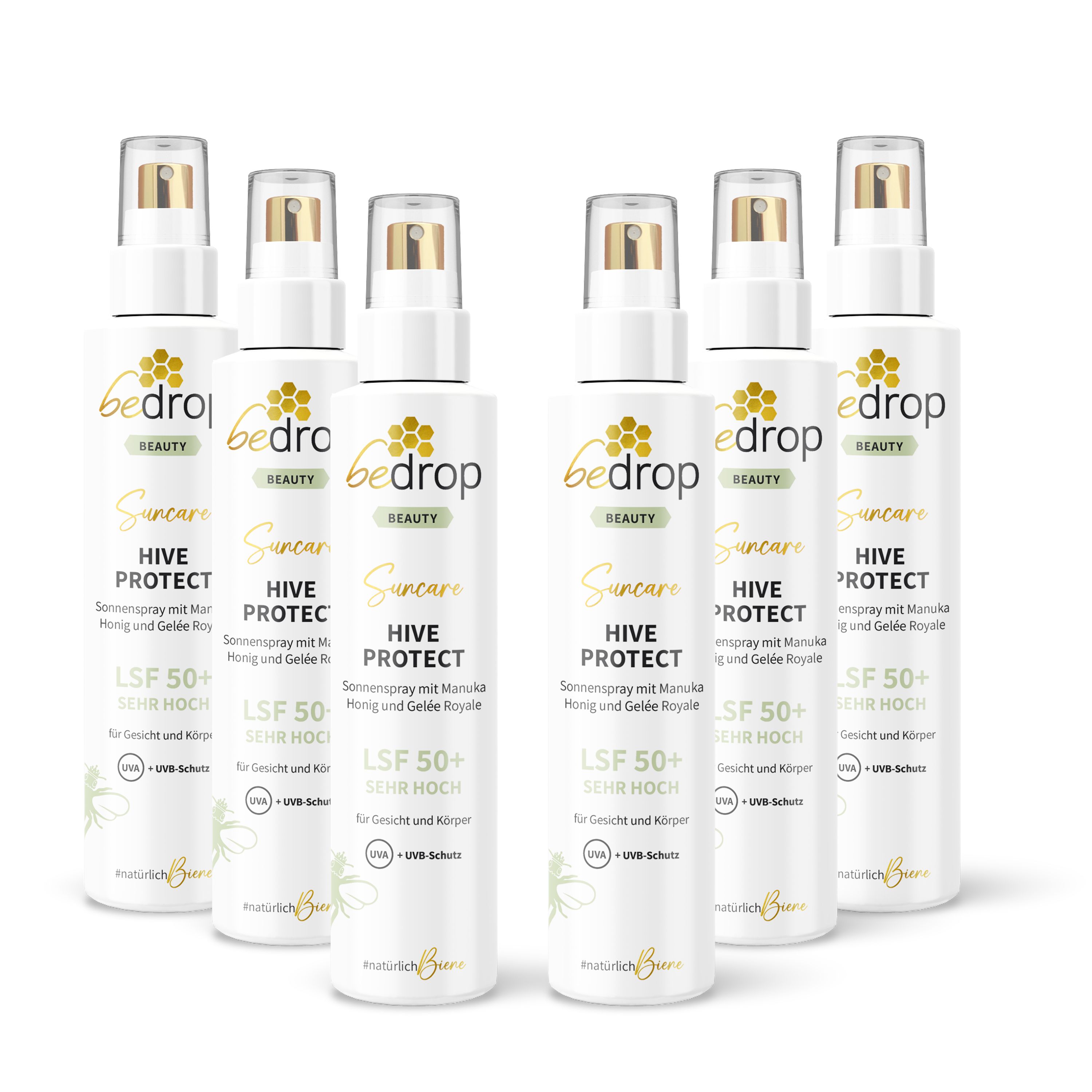Vorteilsset: 6x Hive Protect LSF 50+ - Sonnenspray mit Manuka Honig und Gelée Royale 6x200 ml Sonnenschutzcreme
