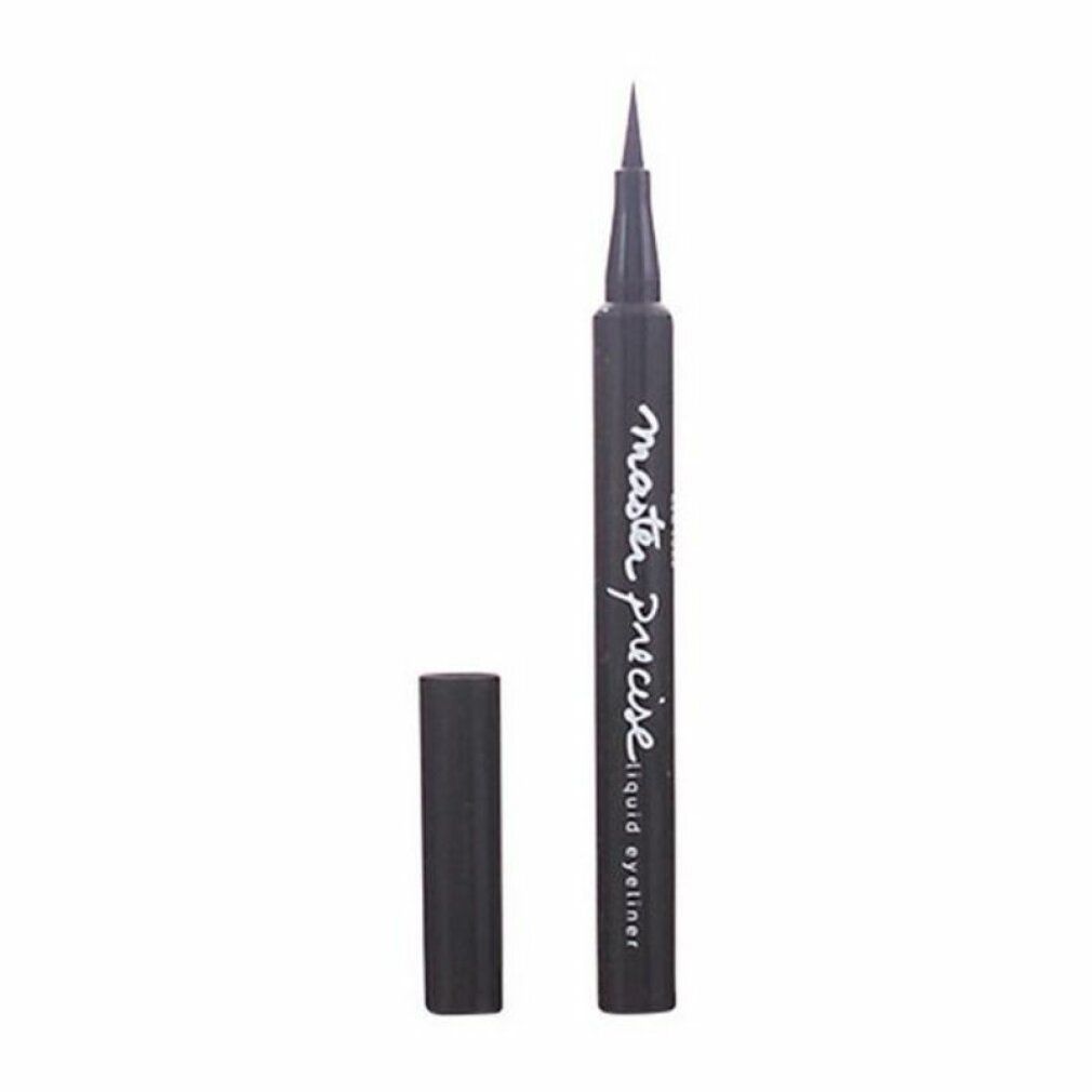 Schwarzer Eyeliner mit feiner Spitze und schwarzer Kappe. Schriftzug: Master Precise Liquid Eyeliner.
