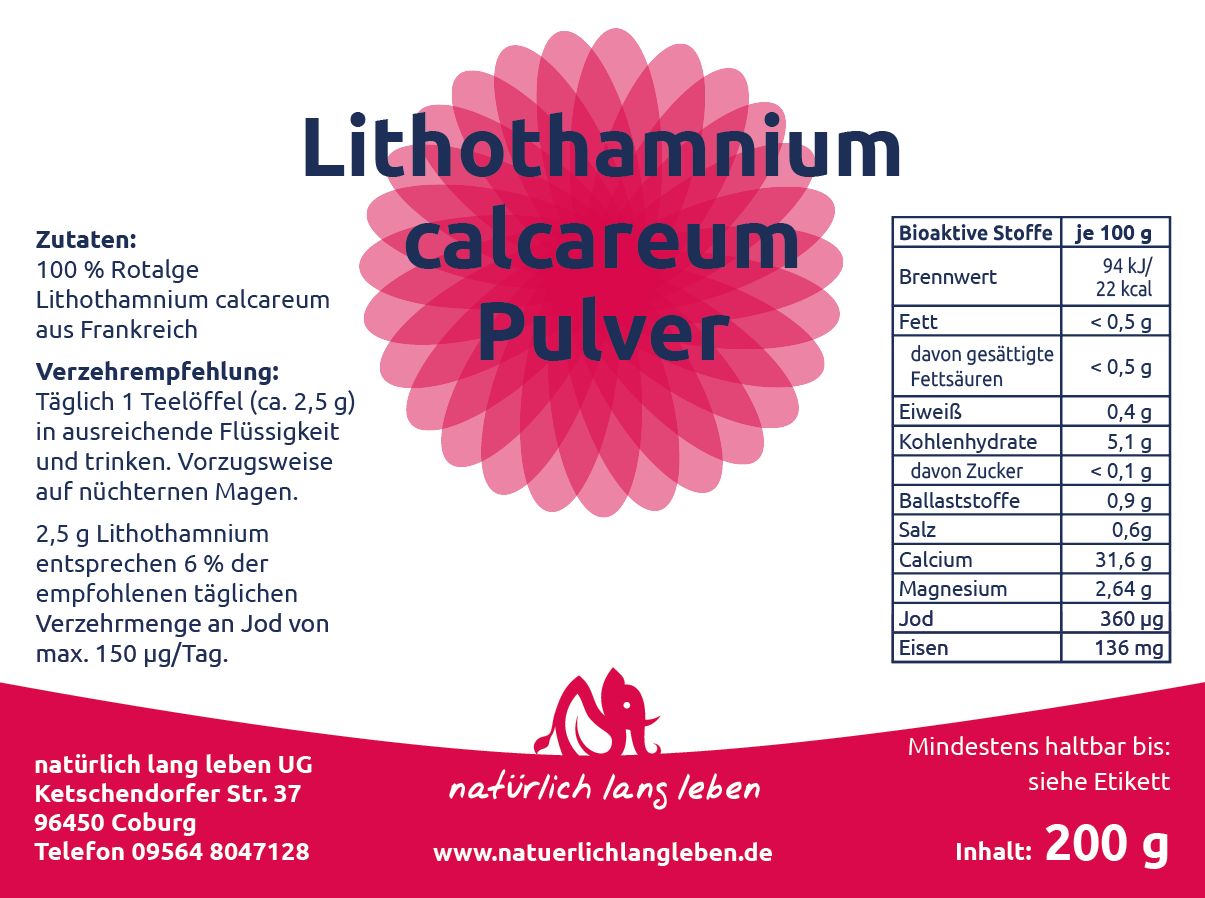 natürlich lang leben Lithothamnium calcareum Pulver 200 g