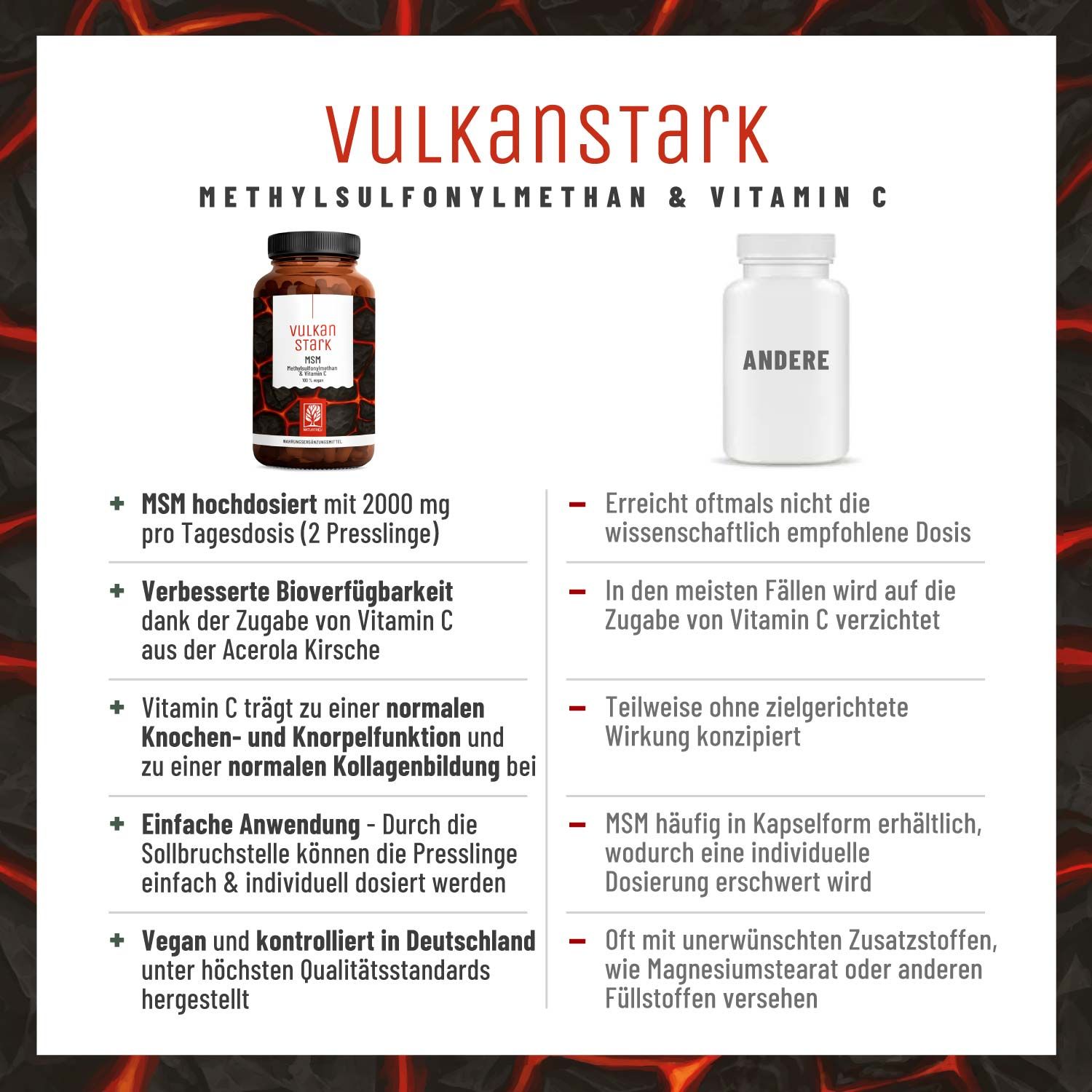 MSM Komplex mit Vitamin C - Vulkanstark - NATURTREU®