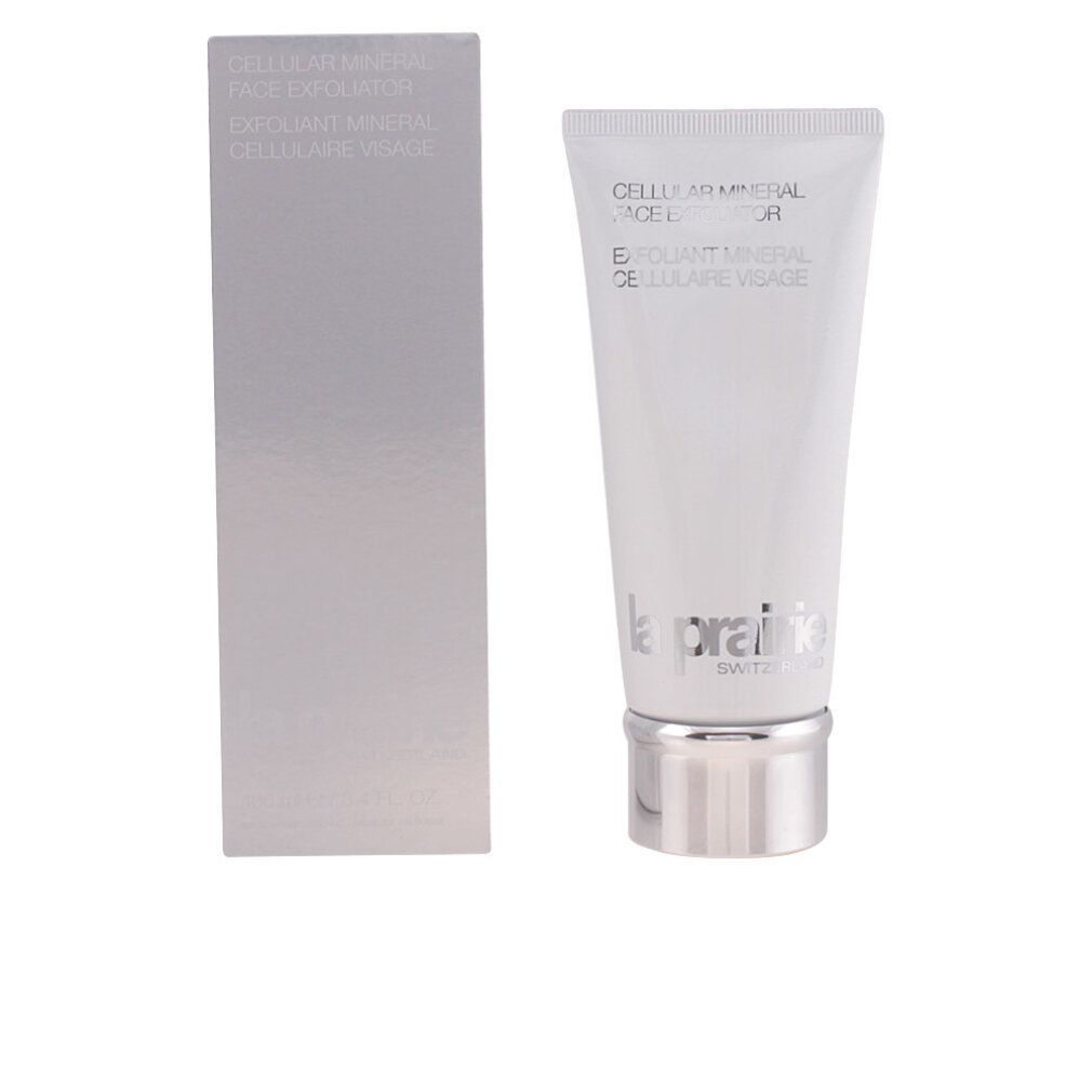 La Prairie Cellular Mineral Face Exfoliator Tube und silberne Verpackungsbox.
