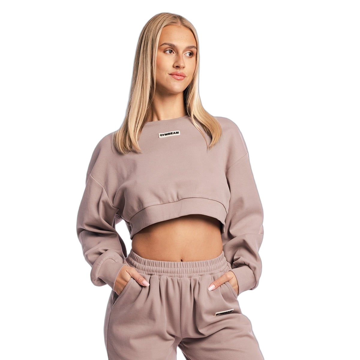 GymBeam Sweatshirt Damen Cropped ohne Kapuze Aura Roux