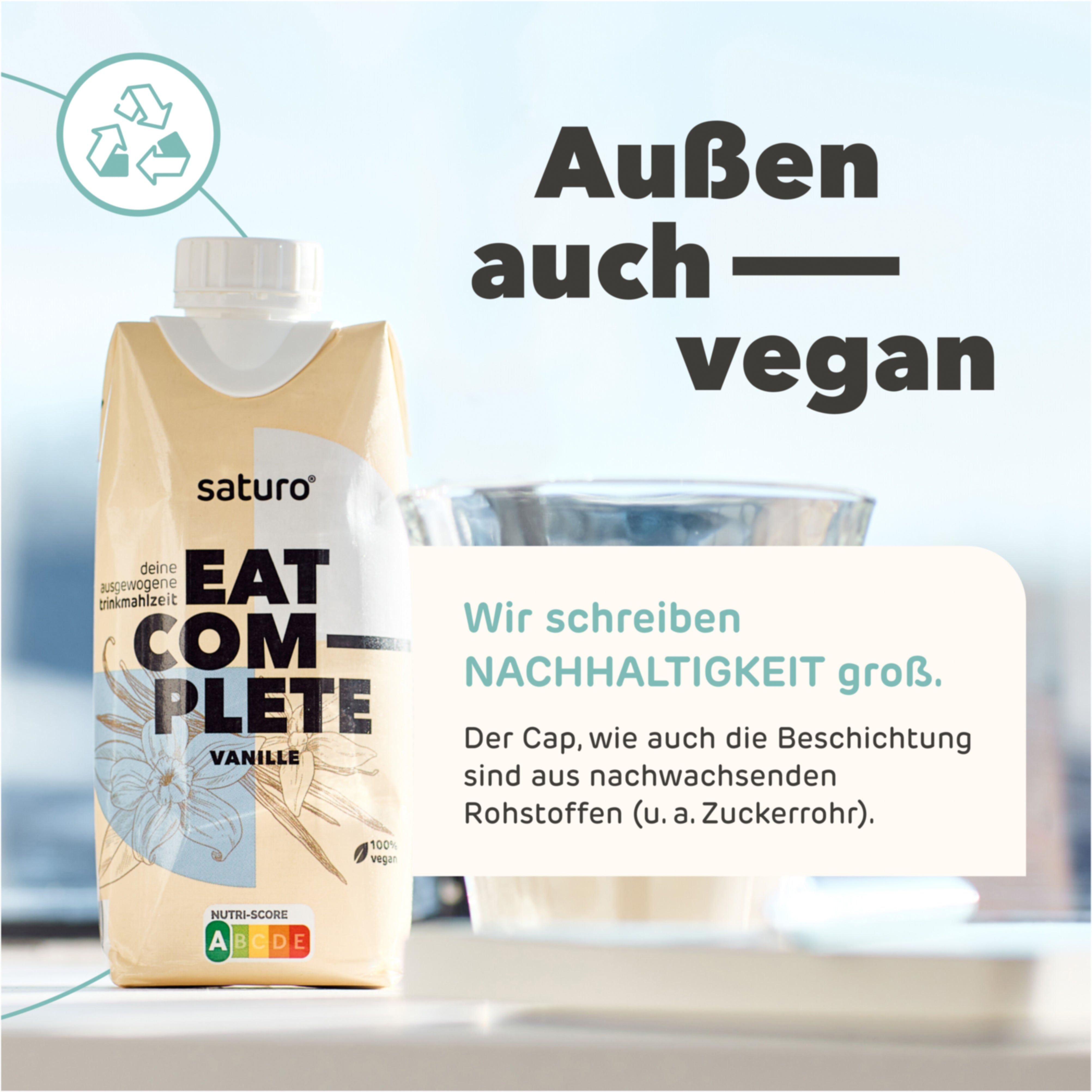 Saturo Trinknahrung Vegan Vanille | Astronautennahrung Mit Protein | Trinkmahlzeit Mit Nährstoffen