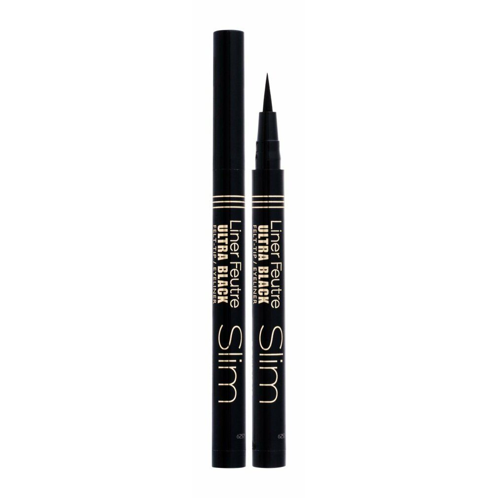 Schwarzer Eyeliner mit Kappe und Spitze. Aufschrift: Liner Feutre Ultra Black Slim.