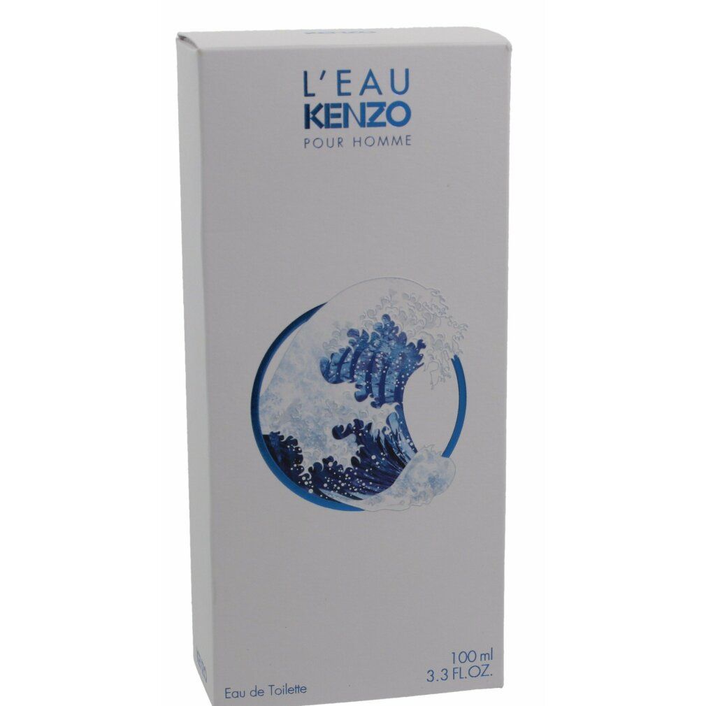 Kenzo L'Eau Kenzo Homme Eau de Toilette. Verpackung mit Wellenmotiv. Text: L'Eau Kenzo Pour Homme.