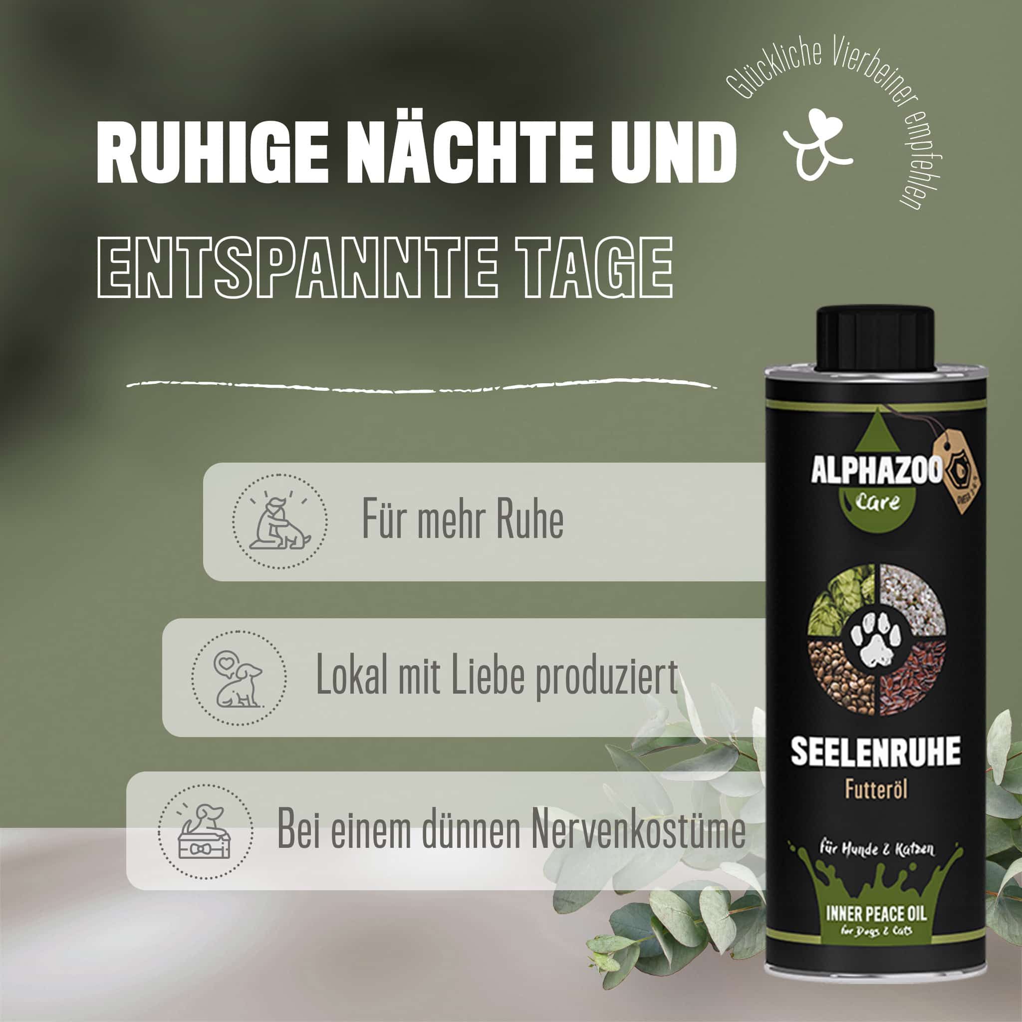 Alphazoo Seelenruhe Futteröl für Hunde und Katzen 250 ml Öl