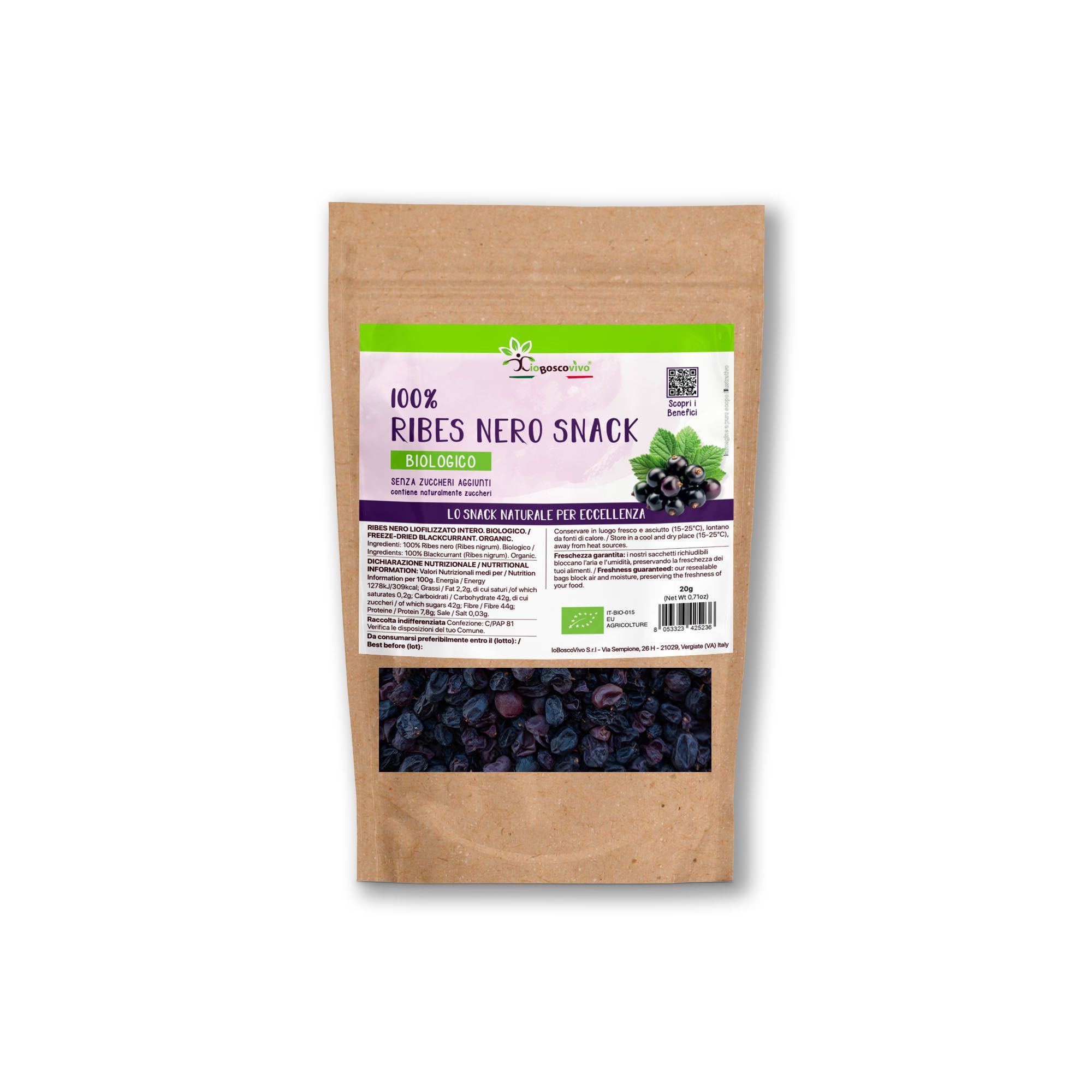 IoBoscoVivo Ribes nero liofilizzato intero bio, senza glutine