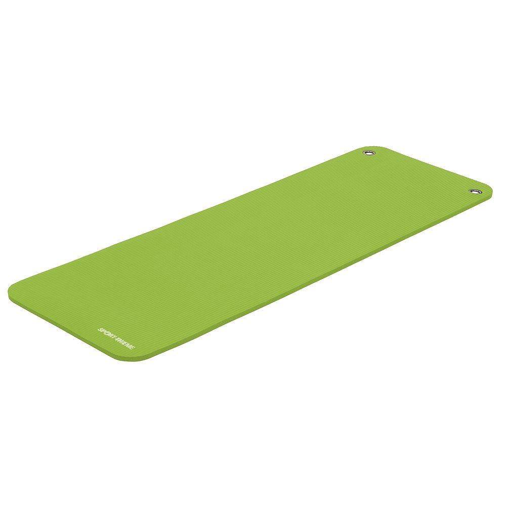 Hellgrüne Sport-Thieme Gymnastikmatte mit zwei Ösen. Material: Gummi.