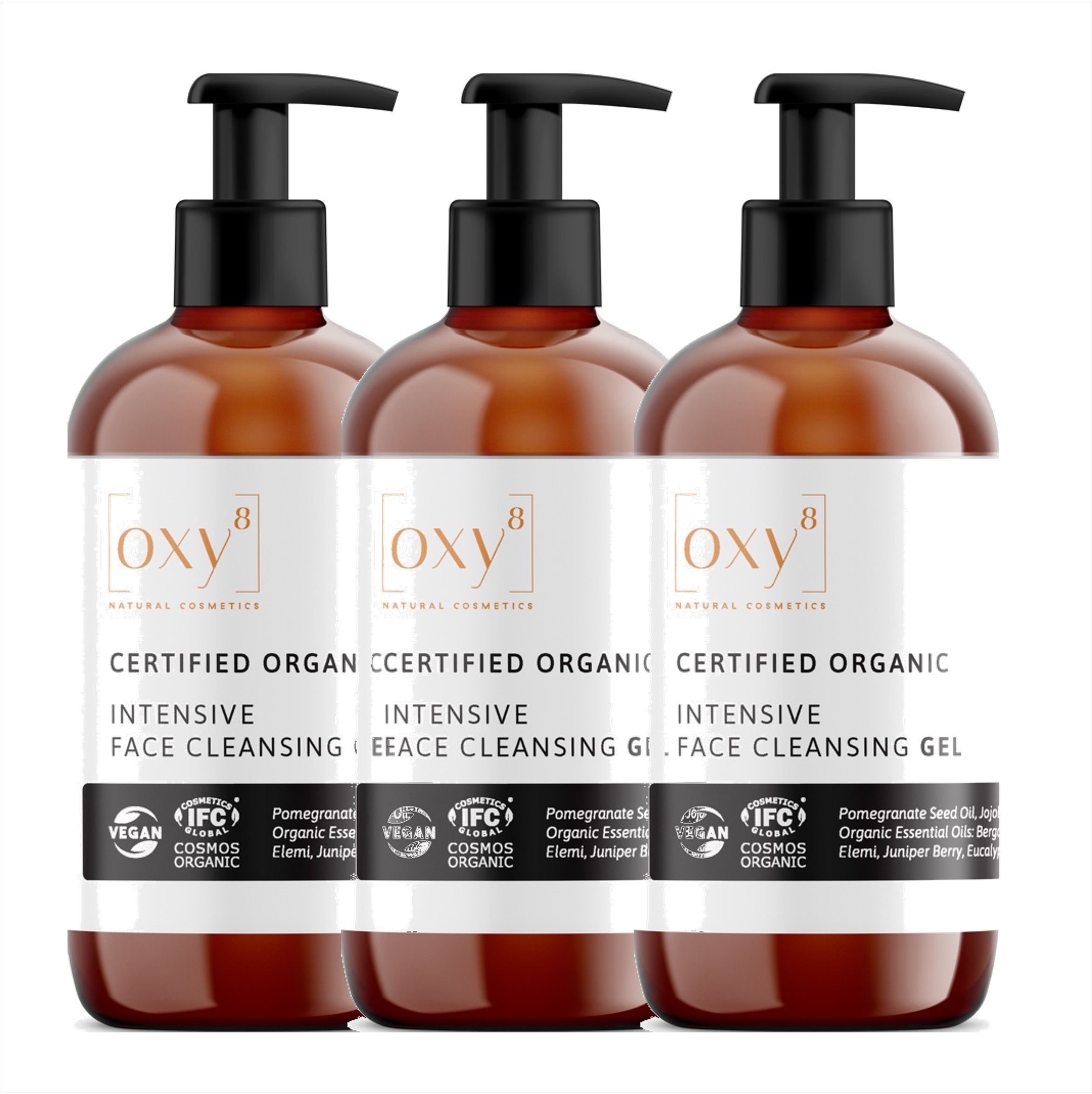 oxy8 Naturkosmetik INTENSIVE FACE CLEANSING GEL - Reinigungsgel - Sparset 3er Packung