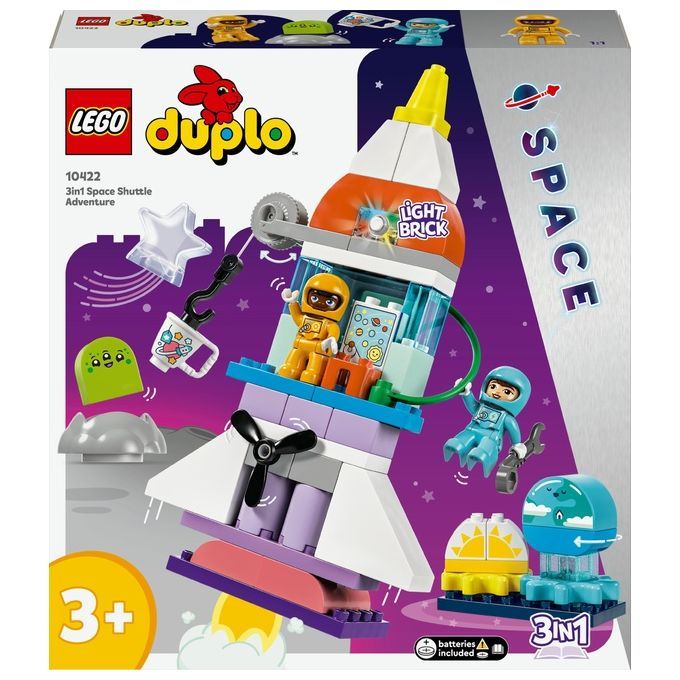 LEGO DUPLO 10422 Avventura dello Space Shuttle 3 in 1, Astronave Giocattolo Didattica, Gioco Educat
