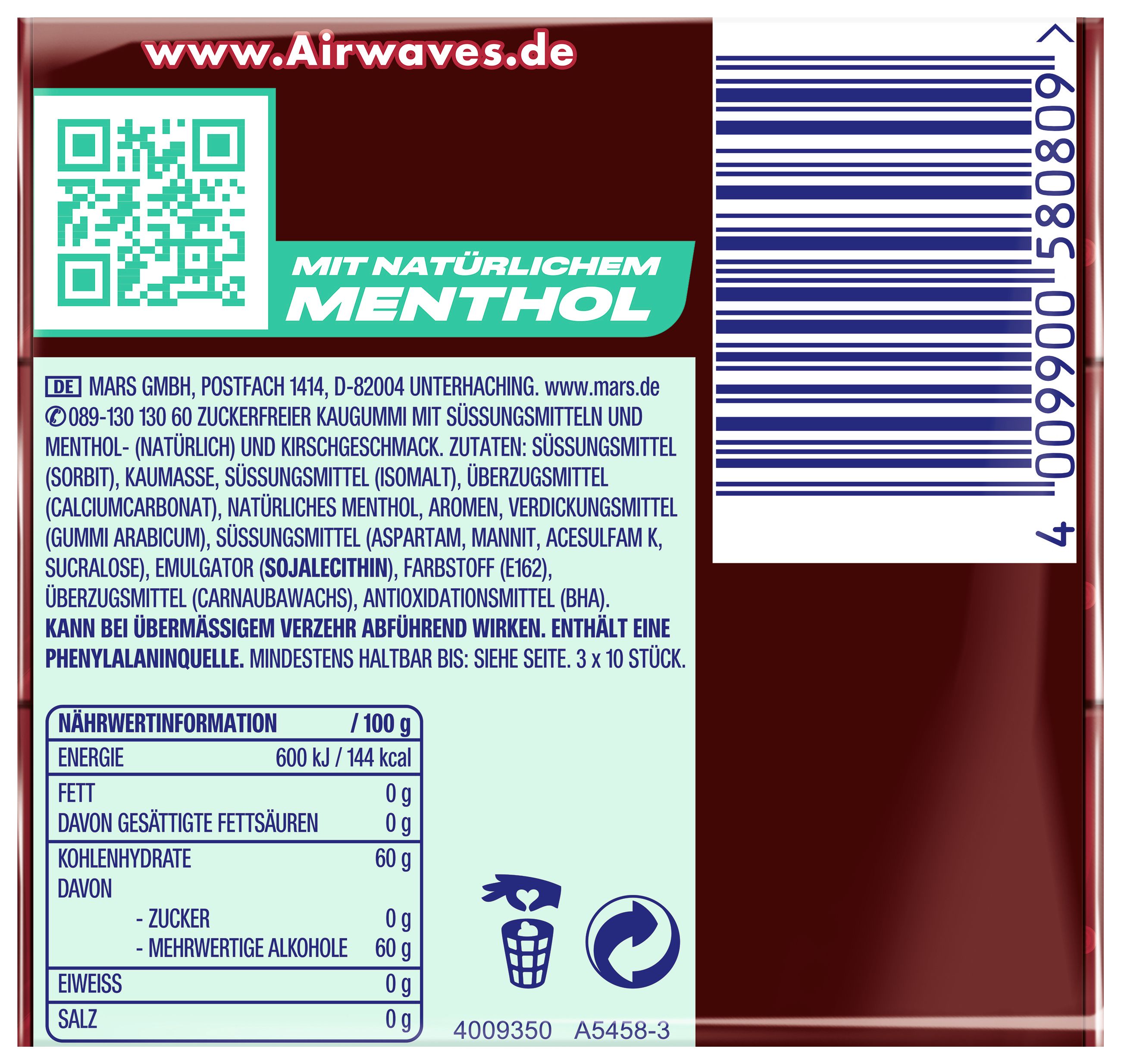AIRWAVES Kaugummi Multipack Cherry Menthol