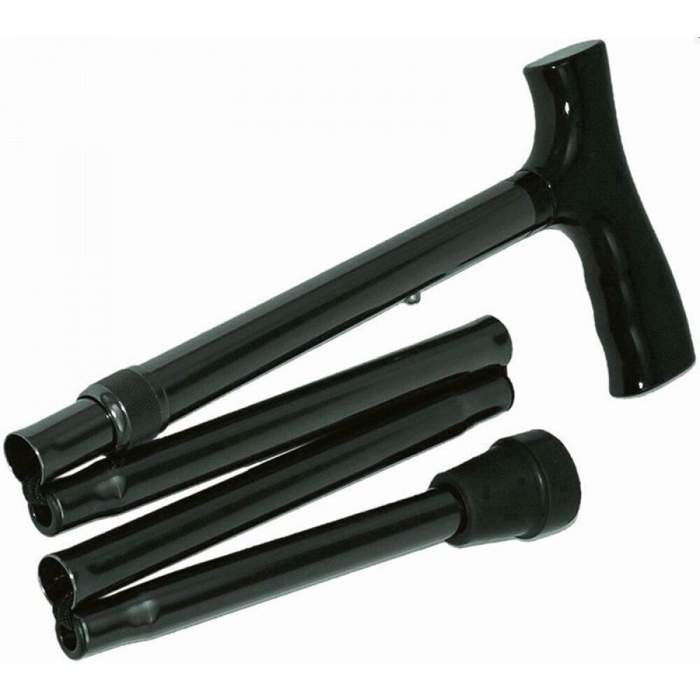 Reisestock aus Leichtmetall schwarz zusammenfaltb. 1 St Kranken-/Gehstock