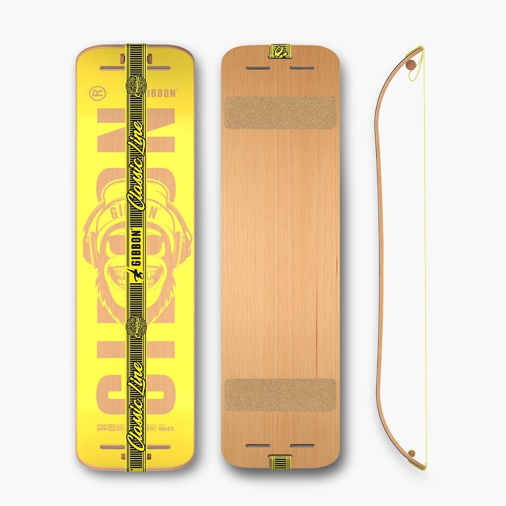 GIBOARD SET - BONZO CLASSIC: Vorder- und Rückseite des Balance Boards, sowie die gebogene Form.
