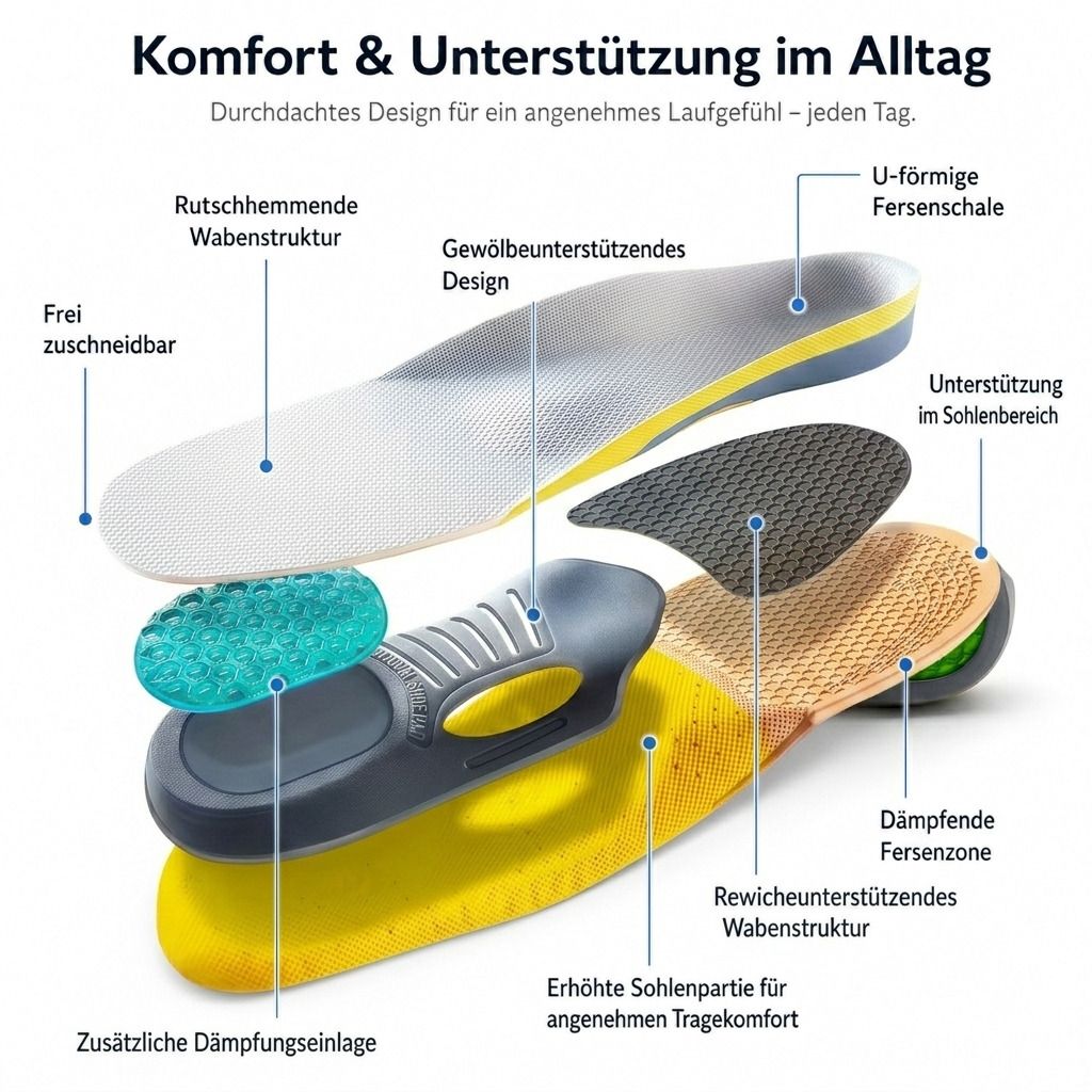 COOL-i Orthopädische Gel-Einlegesohlen,Für Sport & Alltag, zur Entlastung bei Druck im Fersenbereich