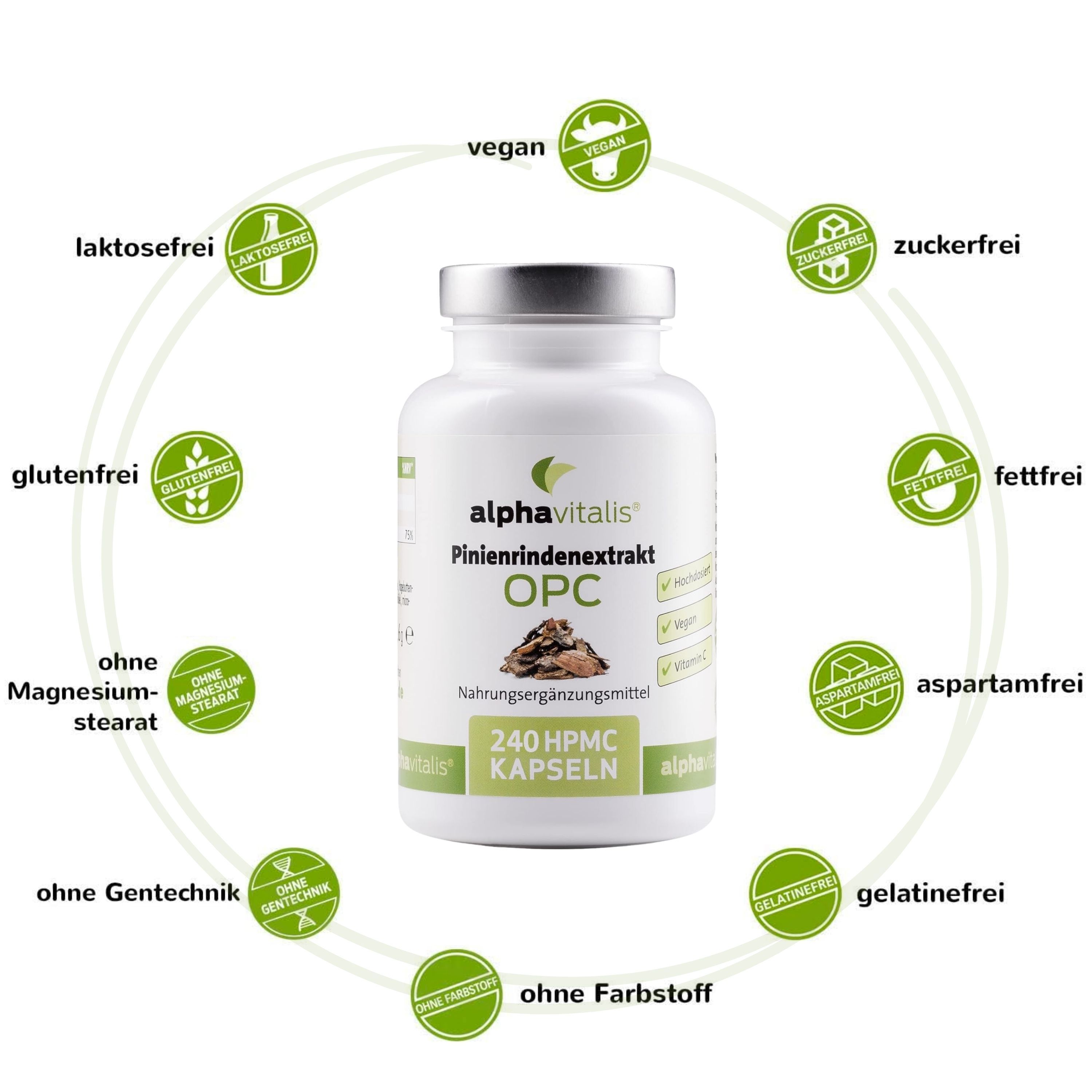 Alphavitalis® Pinienrindenxtrakt OPC mit Vitamin C Kapseln