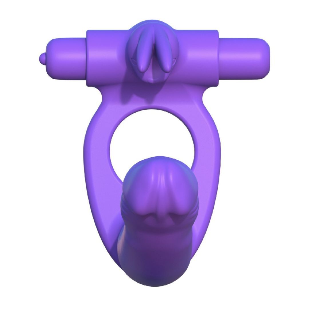 Vibro-Penisring „Double Rabbit“ mit Analdildo | Paartoy mit 3-fach Stimulation | Fetish Fantasy