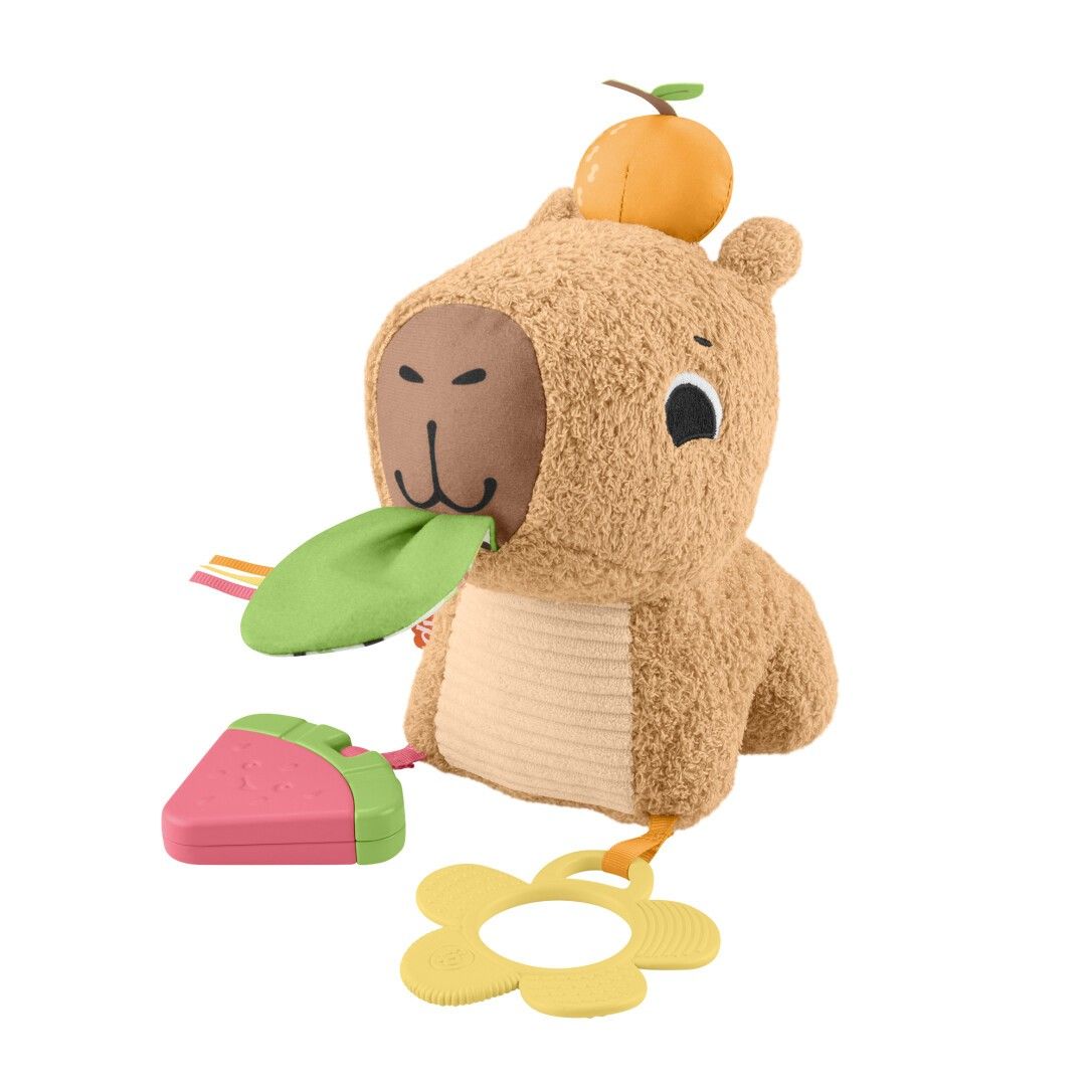 Mattel Fisher-Price giocattolo sensoriale per bambini peluche capibara con anello per la dentizione