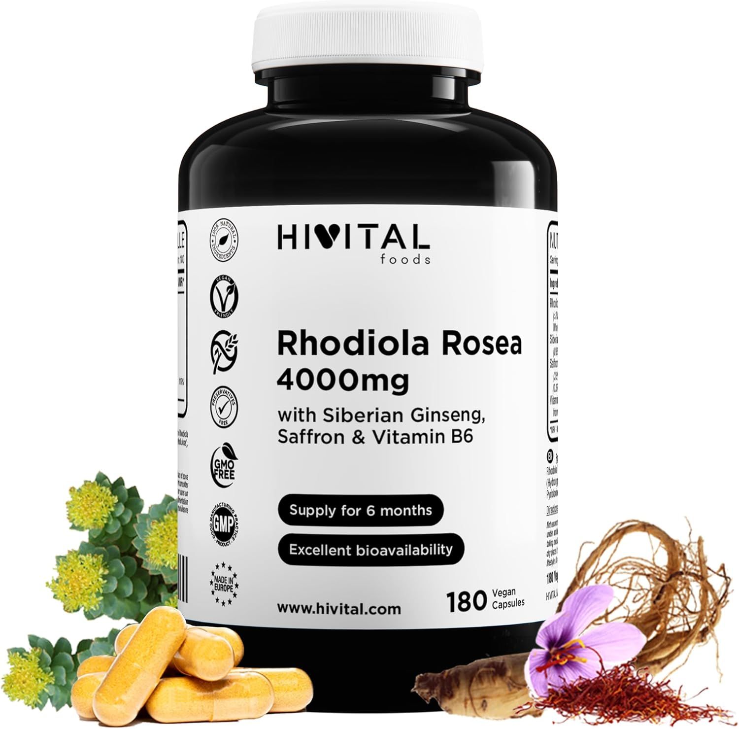 HIVITAL Rhodiola Rosea 4000 mg Capsule