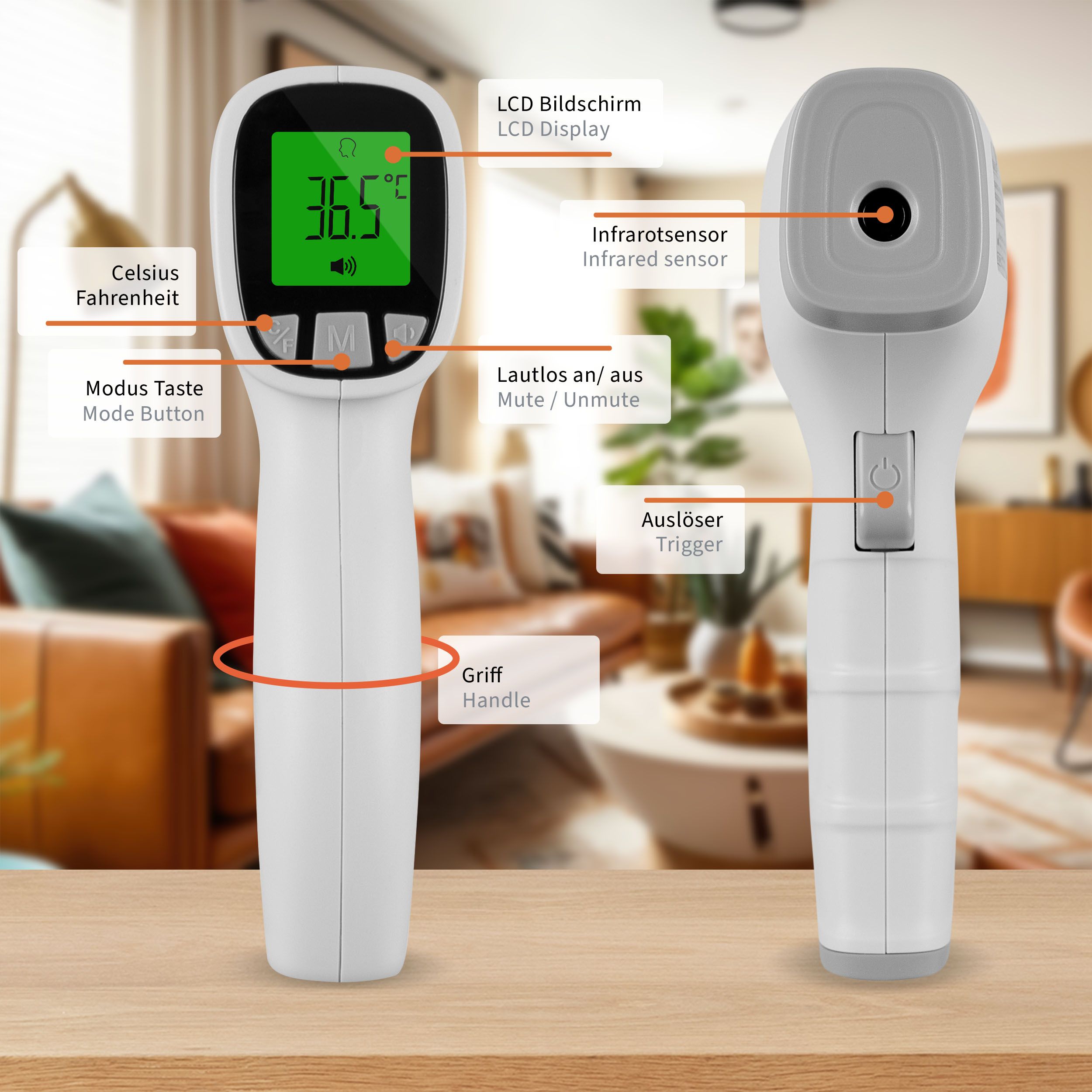 Pulox JPD-FR202 - Infrarot-Thermometer - Stirn & Oberflächen