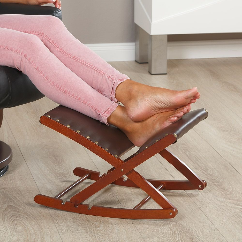 aktivshop Beinschaukel, Fußablage, höhenverstellbar, ergonomisch, gepolstert, Massivholzgestell