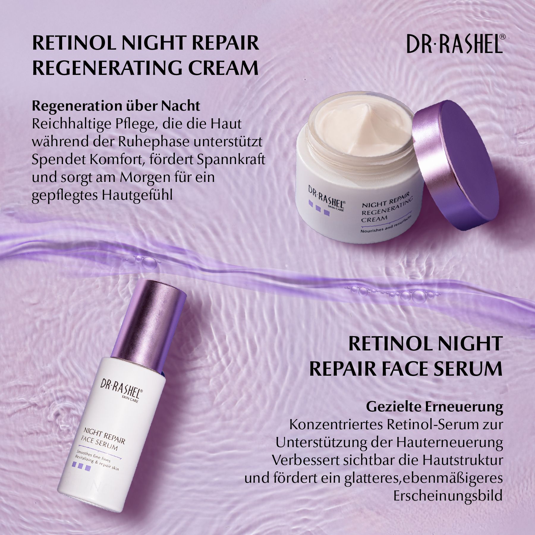 DR RASHEL Gesichtspflege-Set Retinol Anti-Falten Serum Cream Cleanser Toner