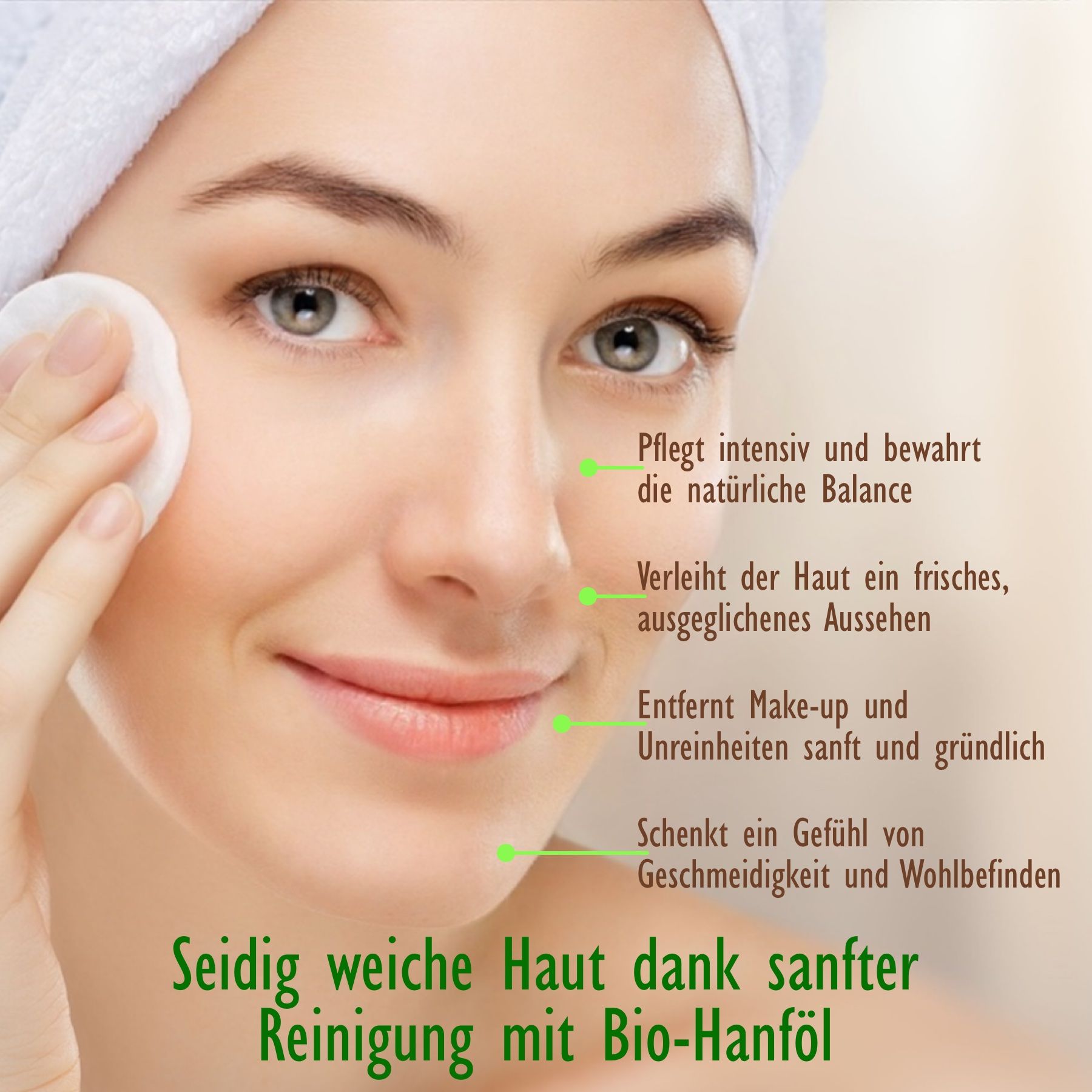 Hello Nature Make-up-Entferner für Gesichtreinigung mit Hanföl