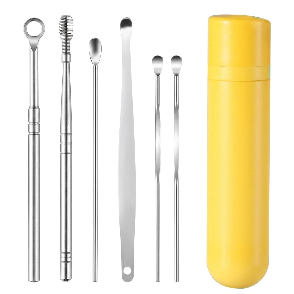 Edelstahl Ohrenreiniger Set 6 teilig, wiederverwendbar & rostfrei, für die tägliche Pflege 1 Pc Ohrreiniger