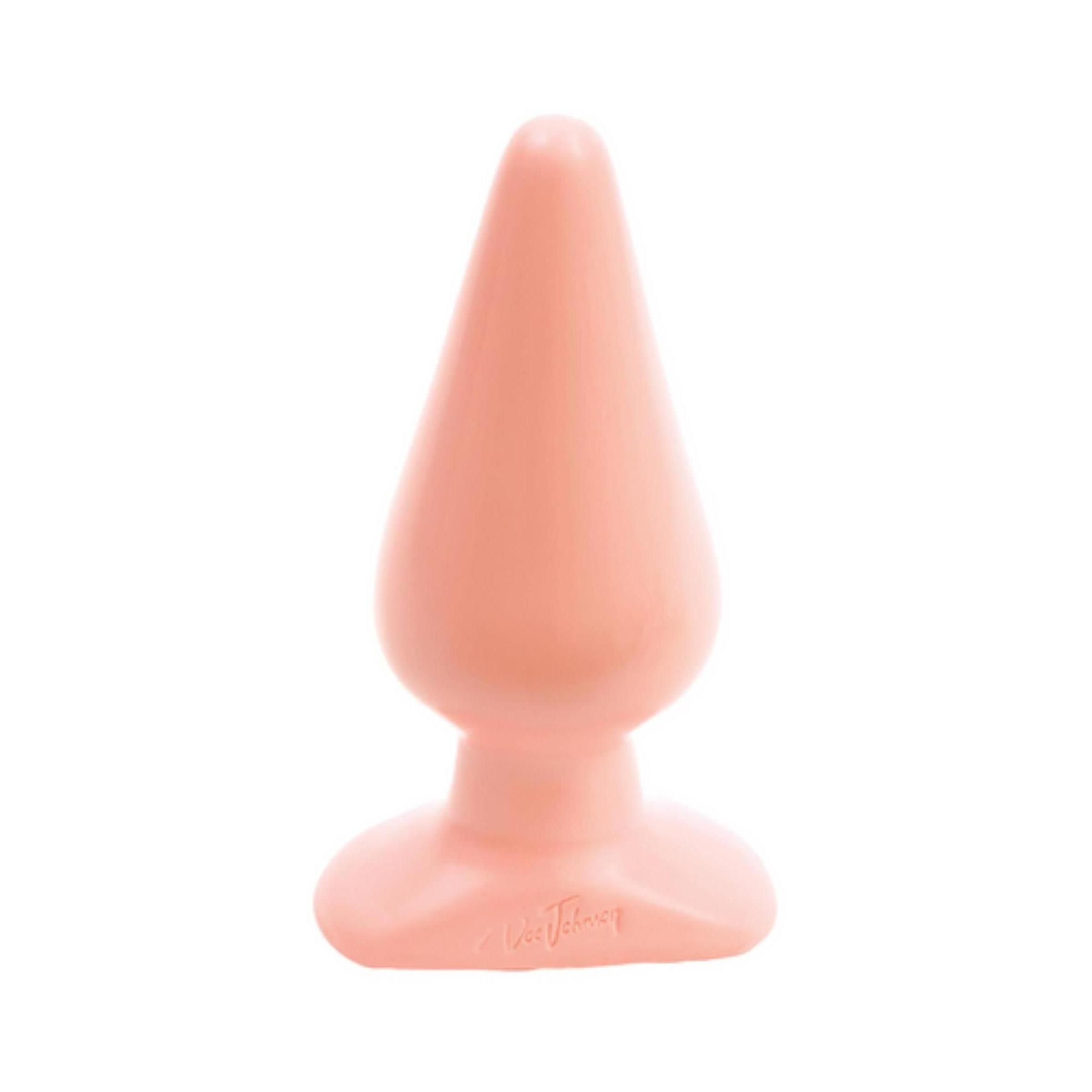 Rosa Butt Plug. Konische Form, breite Basis. Marke: Doc Johnson. Material: PVC.