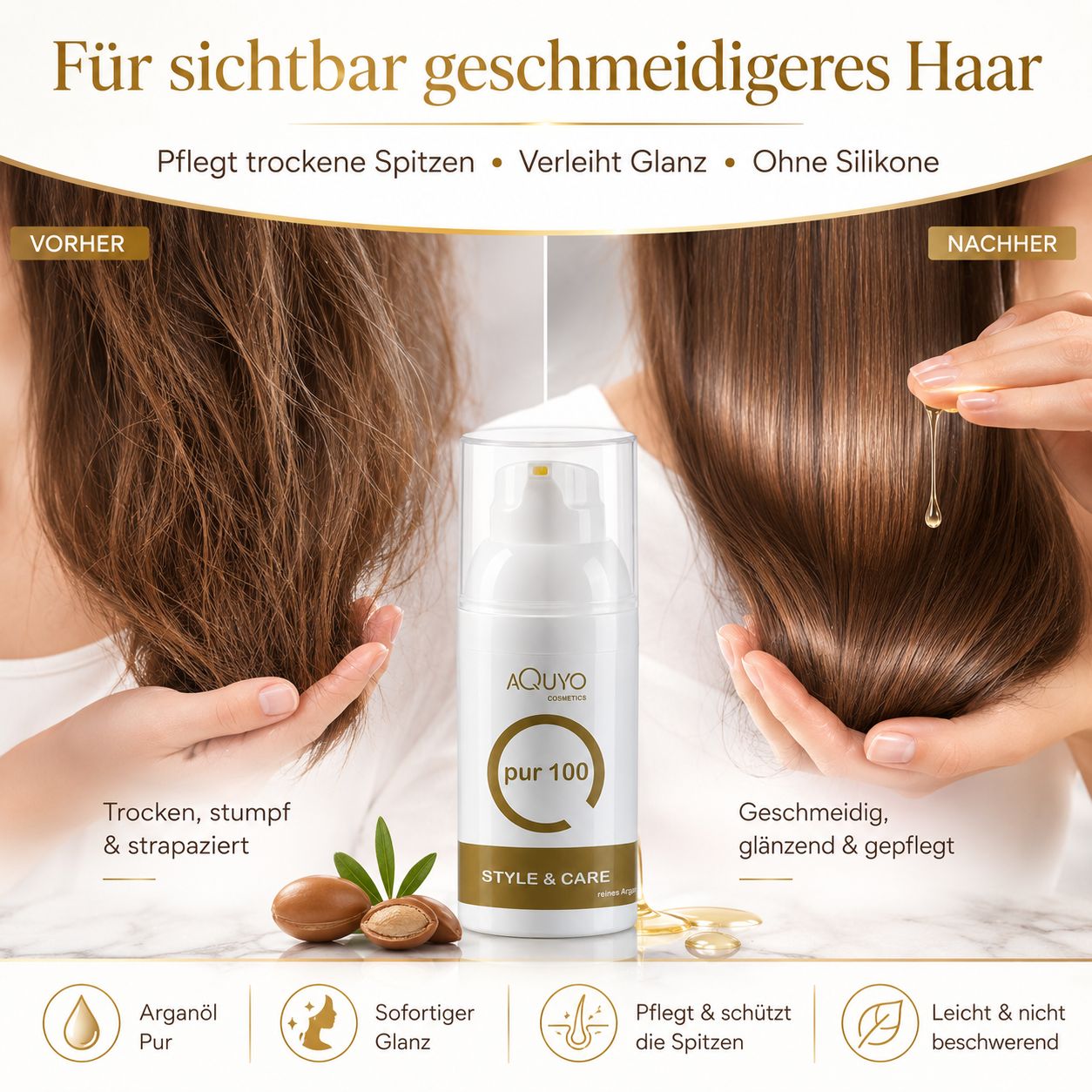 Reines Arganöl für Gesicht Haare Nägel Körper Bartpflege ohne Silikone vegan