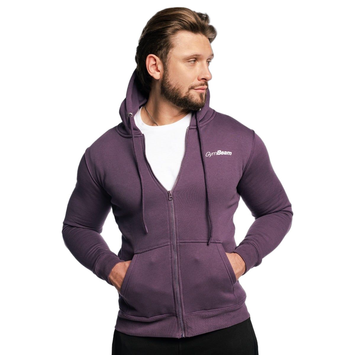 GymBeam Hoodie Herren regular mit Reißverschluss und Kapuze in Obsidian