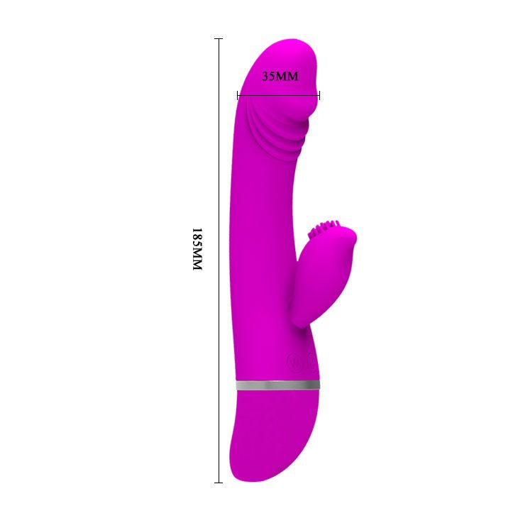 Lila Vibrator mit weißem Sockel. Abmessungen: 185mm hoch, 35mm breit.