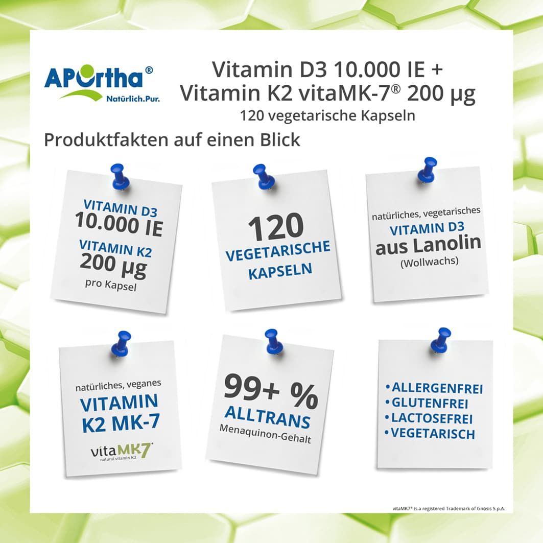 APOrtha® Vitamin D3 10.000 IE + Vitamin K2 vitaMK7® 200 µg
