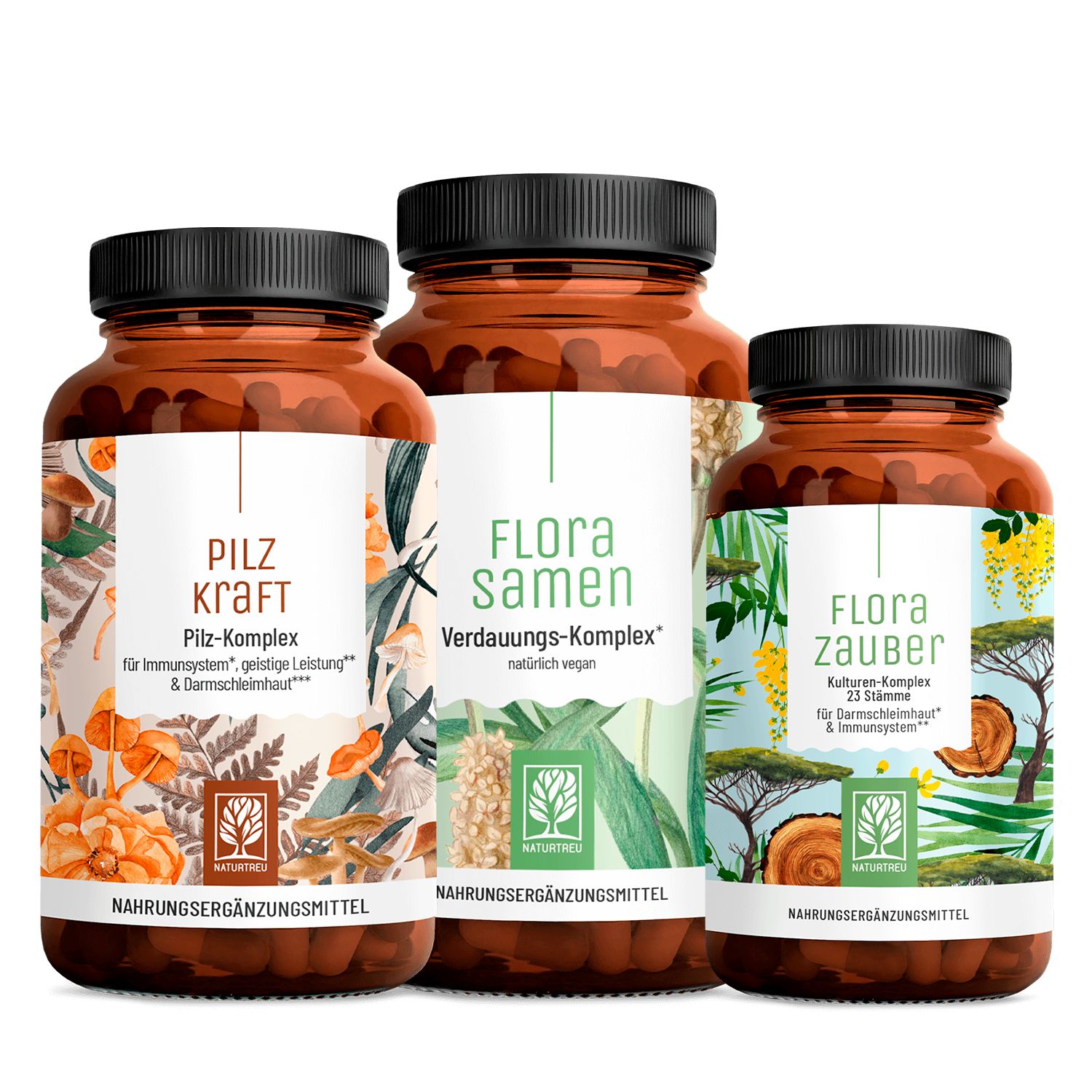 Flora Balance-Paket: FLORASAMEN, FLORAZAUBER & PILZKRAFT - NATURTREU®