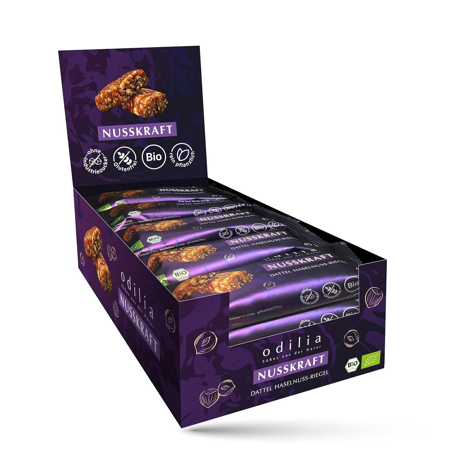odilia Nusskraft Bio Dattel-Haselnuss-Riegel 15x45 g Riegel
