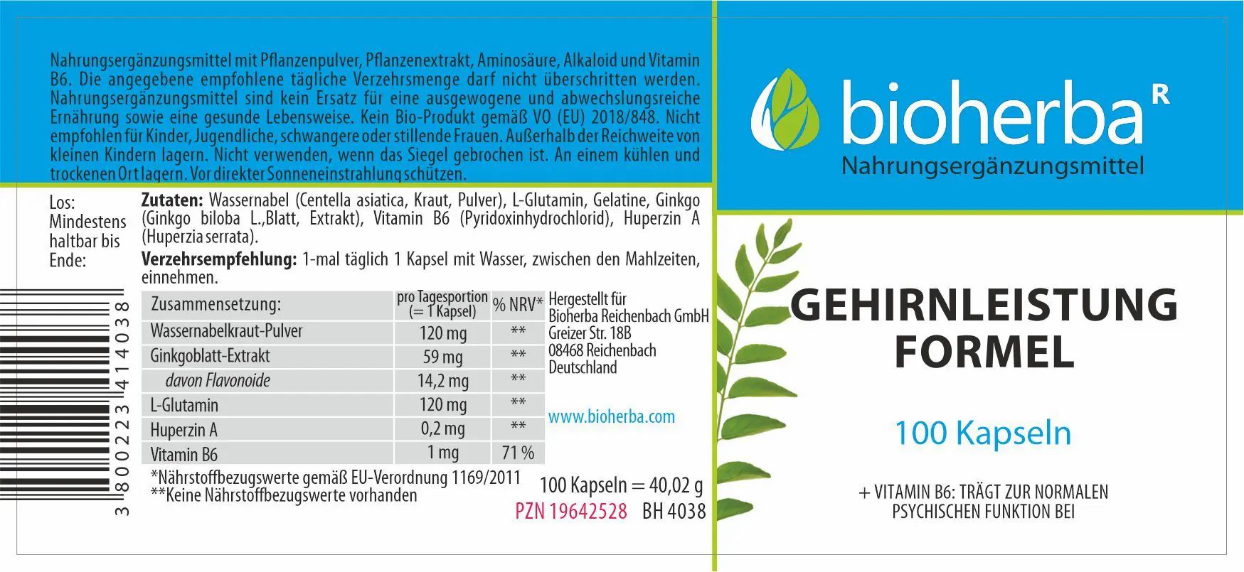 Bioherba Gehirnleistung Formel Kapseln