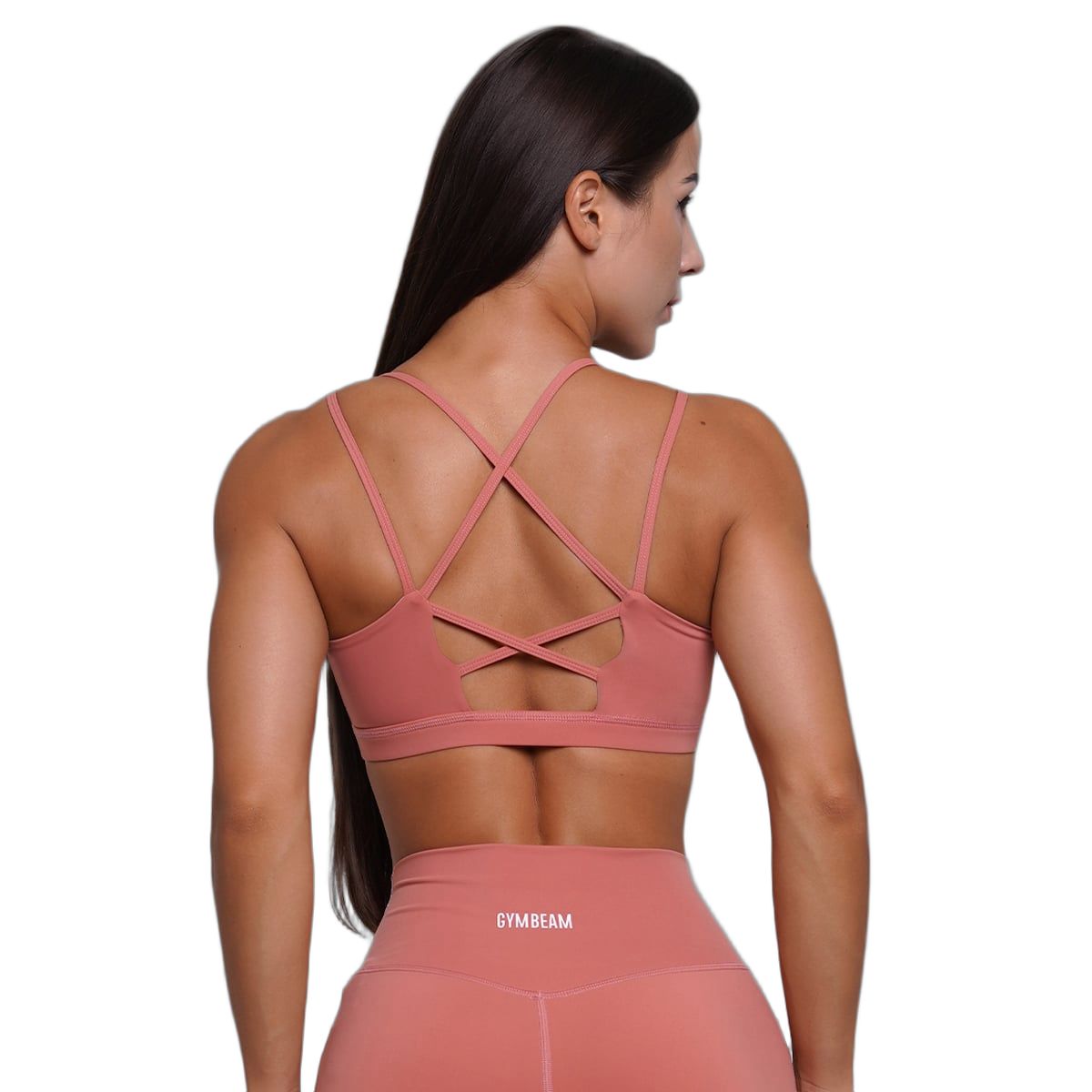 GymBeam Sport-BH Damen FIT mit gekreuzten Trägern in Salmon