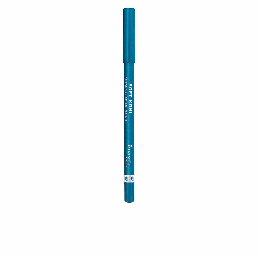 Blauer Kajalstift. Aufschrift: Soft Khol Kajal Eye Liner Pencil. Marke: Rimmel. Farbe: Denim Blue.