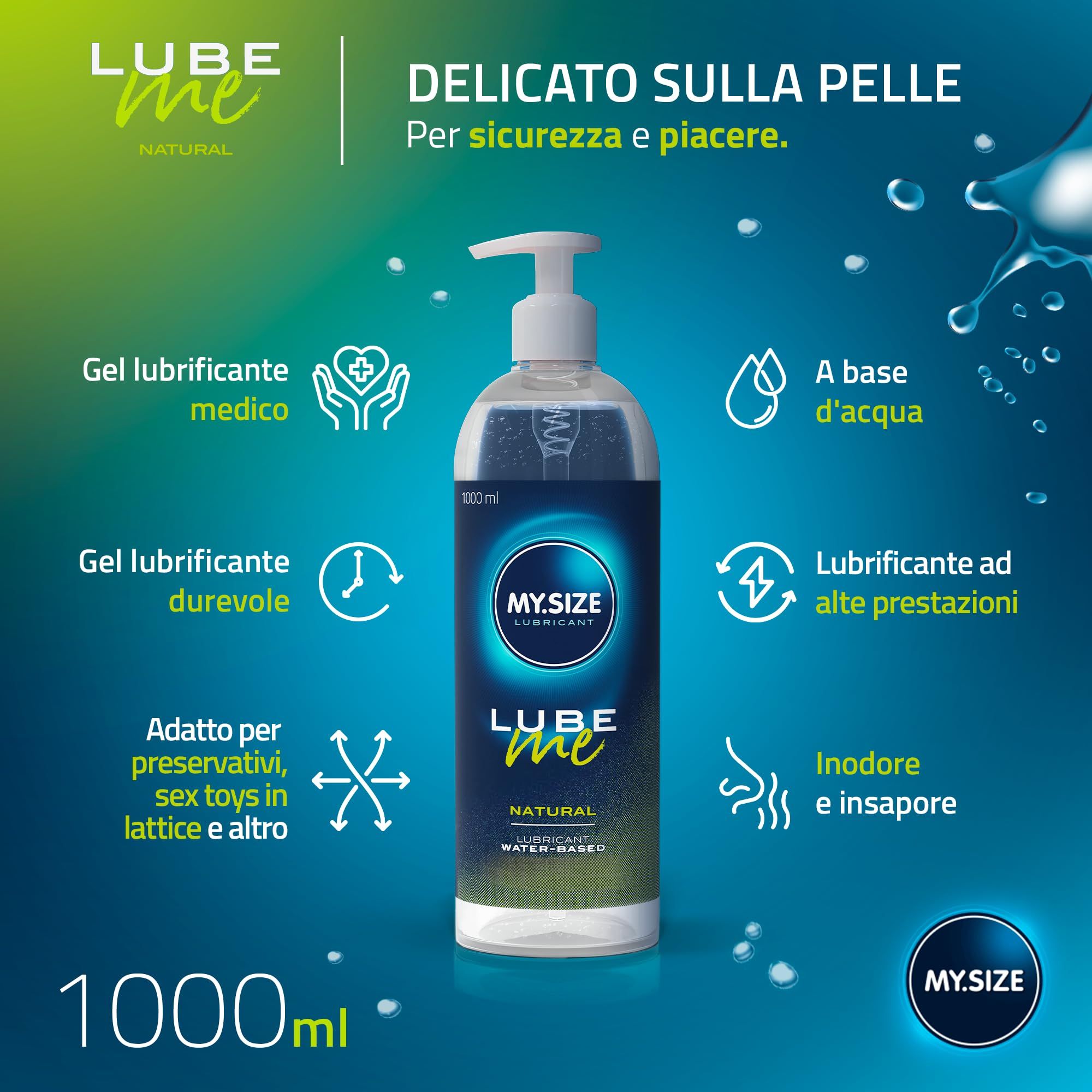 MY.SIZE Lube Me Natural 1000ml Gleitmittel, wasserbasiert, hautfreundlich.