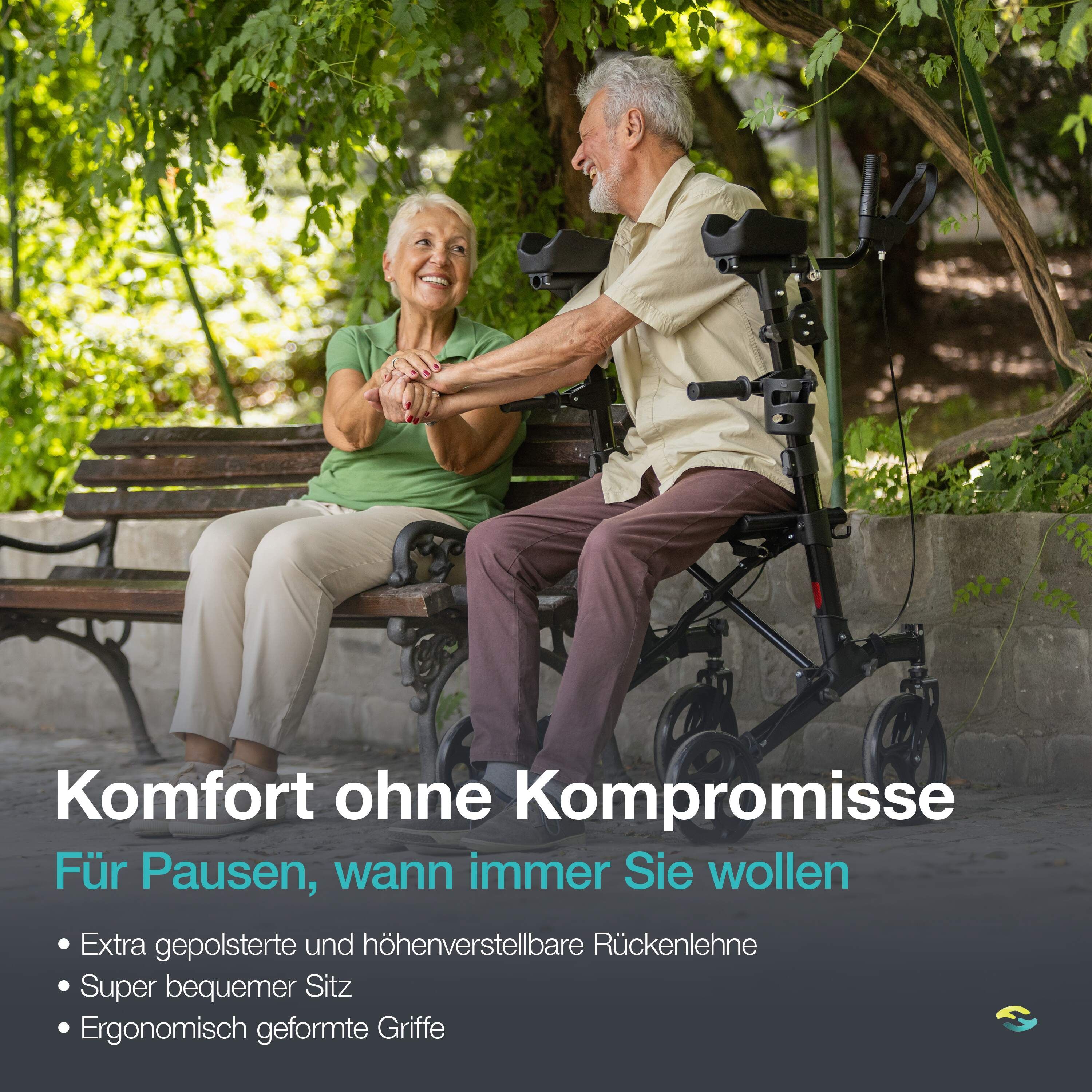 Helavo Arthritis Rollator faltbar Stand Up Gehhilfe mit Armlehnen und Sitzfläche